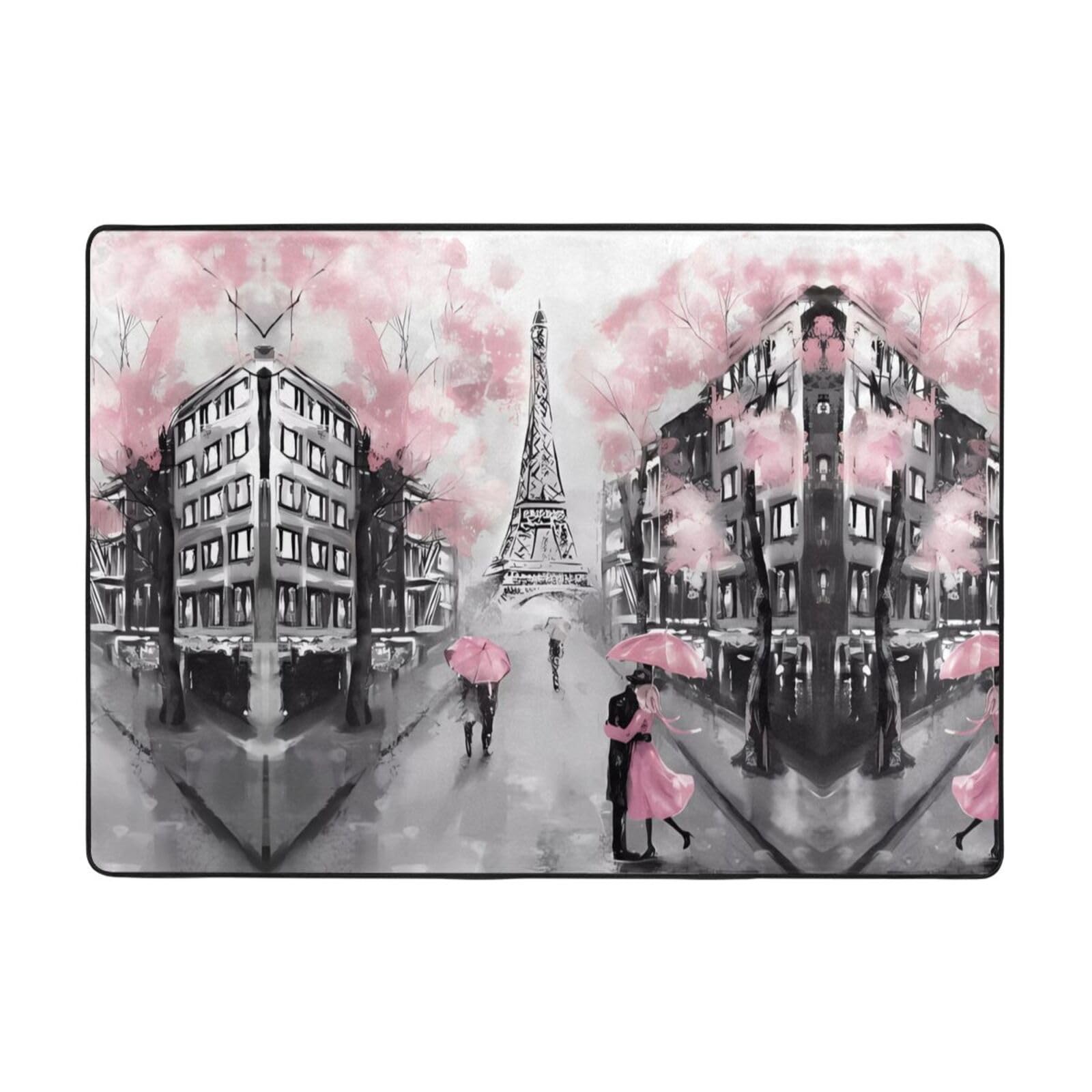 Alfombra Paris Street HJFCZH de felpa con estampado floral rosa antideslizante para salon