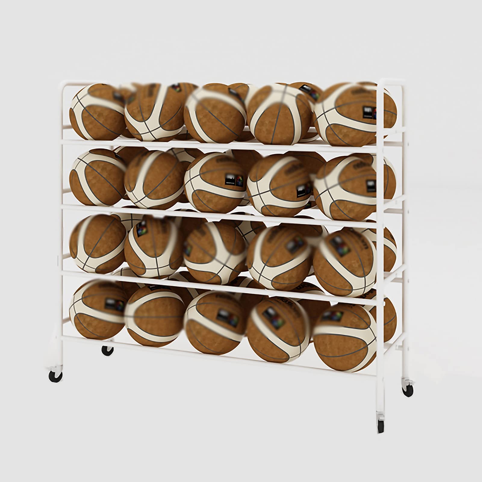 Carrello di stoccaggio della palla sportiva per palloni da basket e palloni sportivi Supporto in metallo multistrato per squadre e comodo attrezzatura sportiva nizer