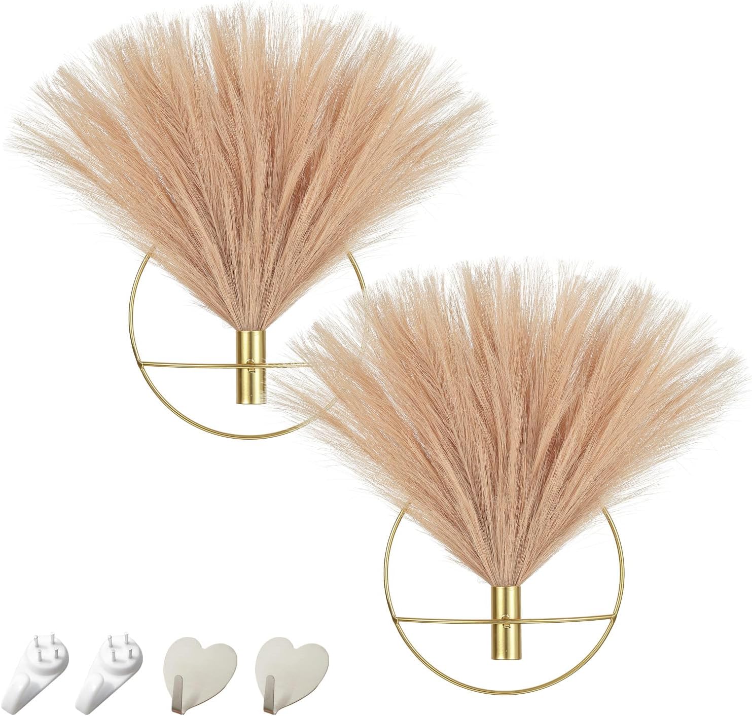 Pretty Jolly Wall Decor Metal Vase Decoration Holder, Mounted Artificial Flowers, Fake Wheat 2 Pack, Art Artificial Greenery, Farmhouse, Boho