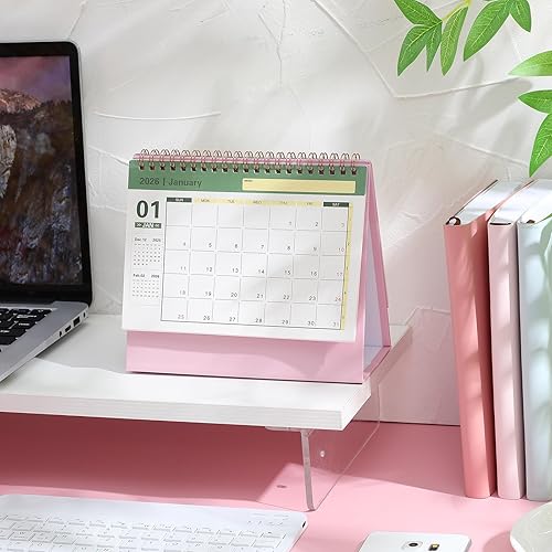 Miniatura 3 de NUOBESTY 2025-2026 Desk Calendar Small Pink Standing Calendar 18 Month Desktop Year Paper Daily Scheduler Planners for Office School Home