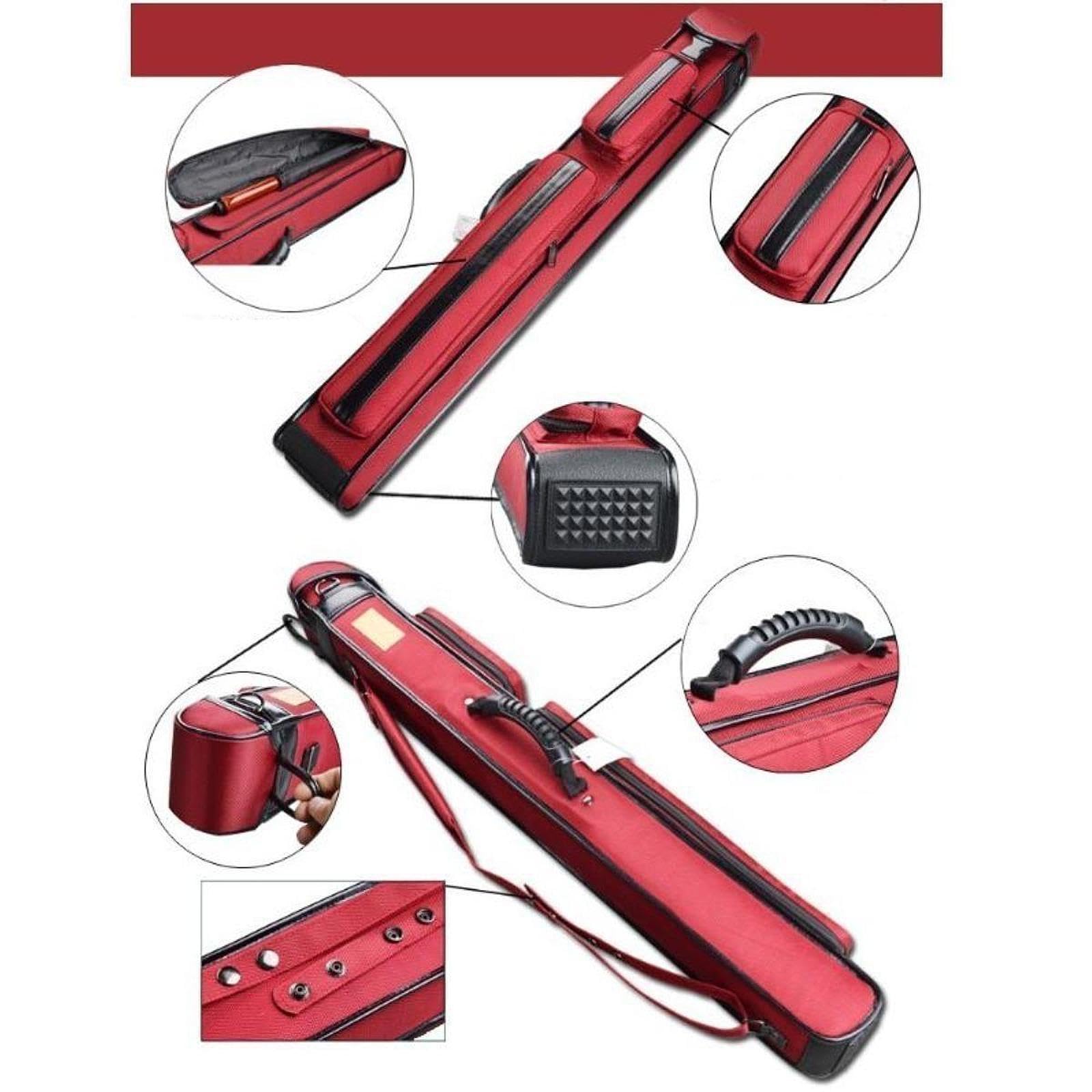 Vaveren Pool Cue Case Pool Cue Bag Compact Lightweight Wear Resistant Snooker Cue Storage Pouch Billiard Pool Cue Stick Carrying Bag, Red