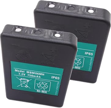 Pack of 2 Rechargeable Battery Replacemen for 7.2V MBM06MH NIMH Autotek Remote Control Battery IP65 Ni-MH, 7.2V, 750 mAh