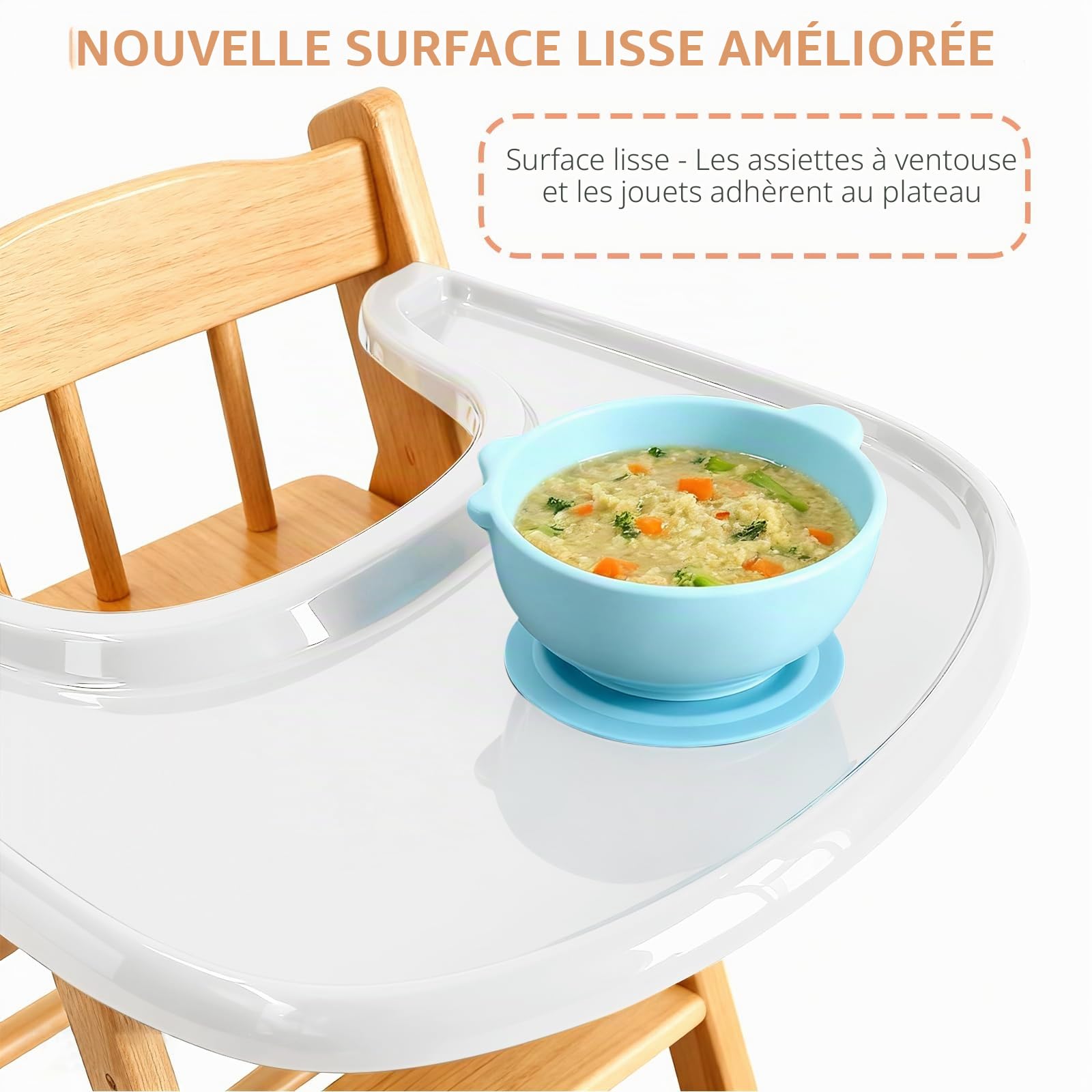 Plateau pour chaise haute Stokke Tripp Trapp - 100 % sans BPA | Surface lisse et forte aspiration, facile à monter, accessoire de chaise haute pour bébé de 6 à 36 mois, blanc