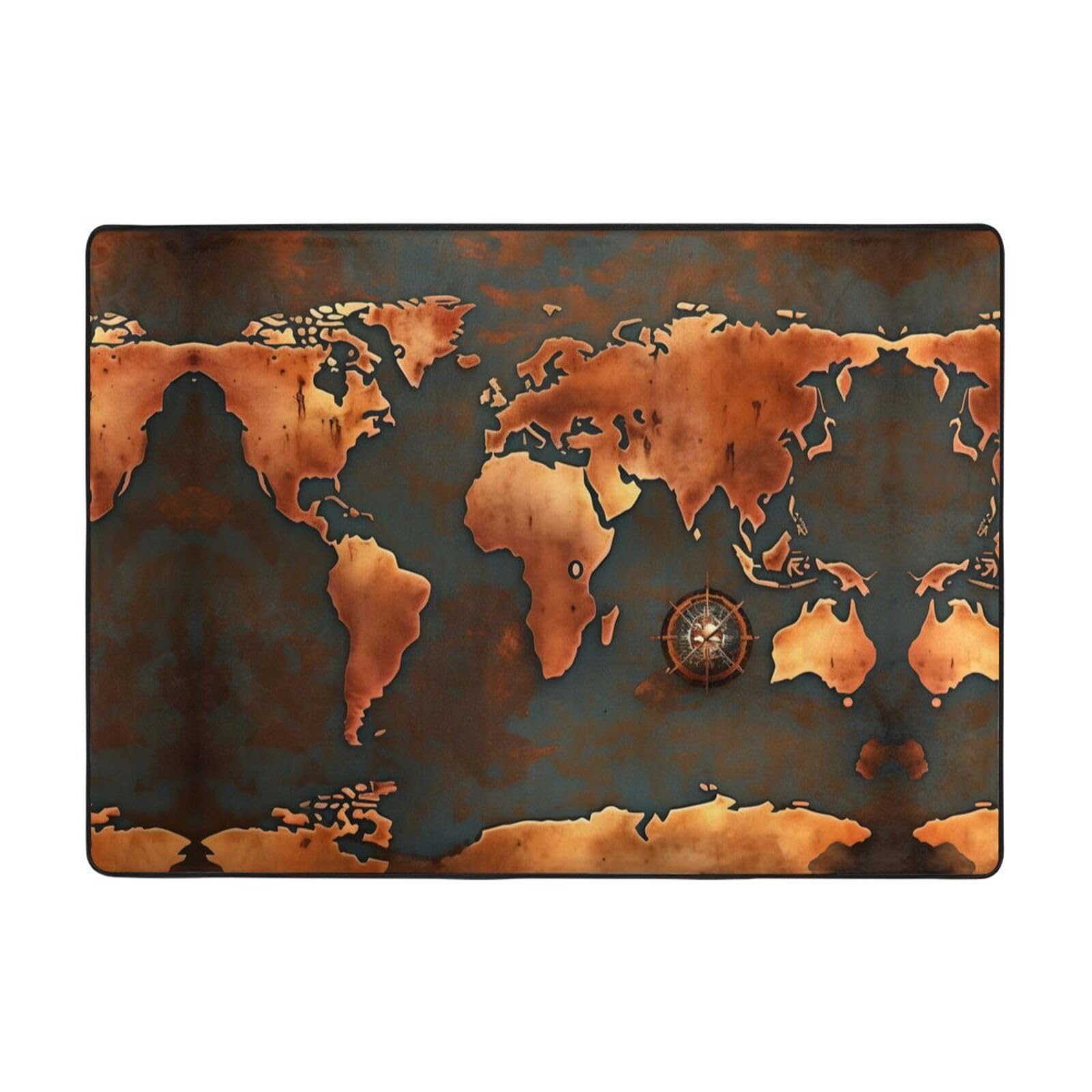 Tapis lavable et antidérapant motif carte du monde haute densité