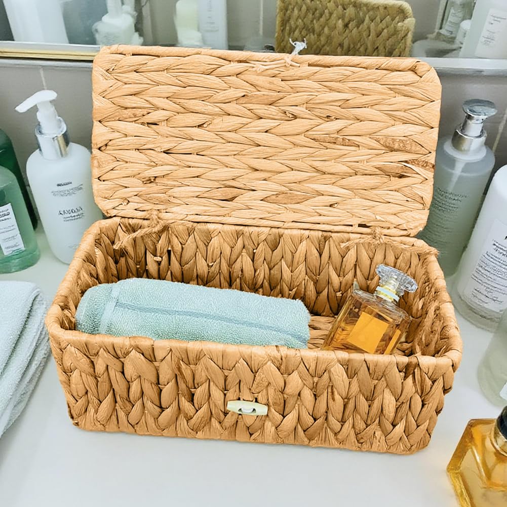 Pudełko Na Kable Bambusowe, Ręcznie Wykonane Rattanowe Organizator Do Zarządzania Kablami Z Osłoną I Bocznym Otworem Do Ukrycia Kabli, Duży Rozmiar 40 X 17 X 17 Cm