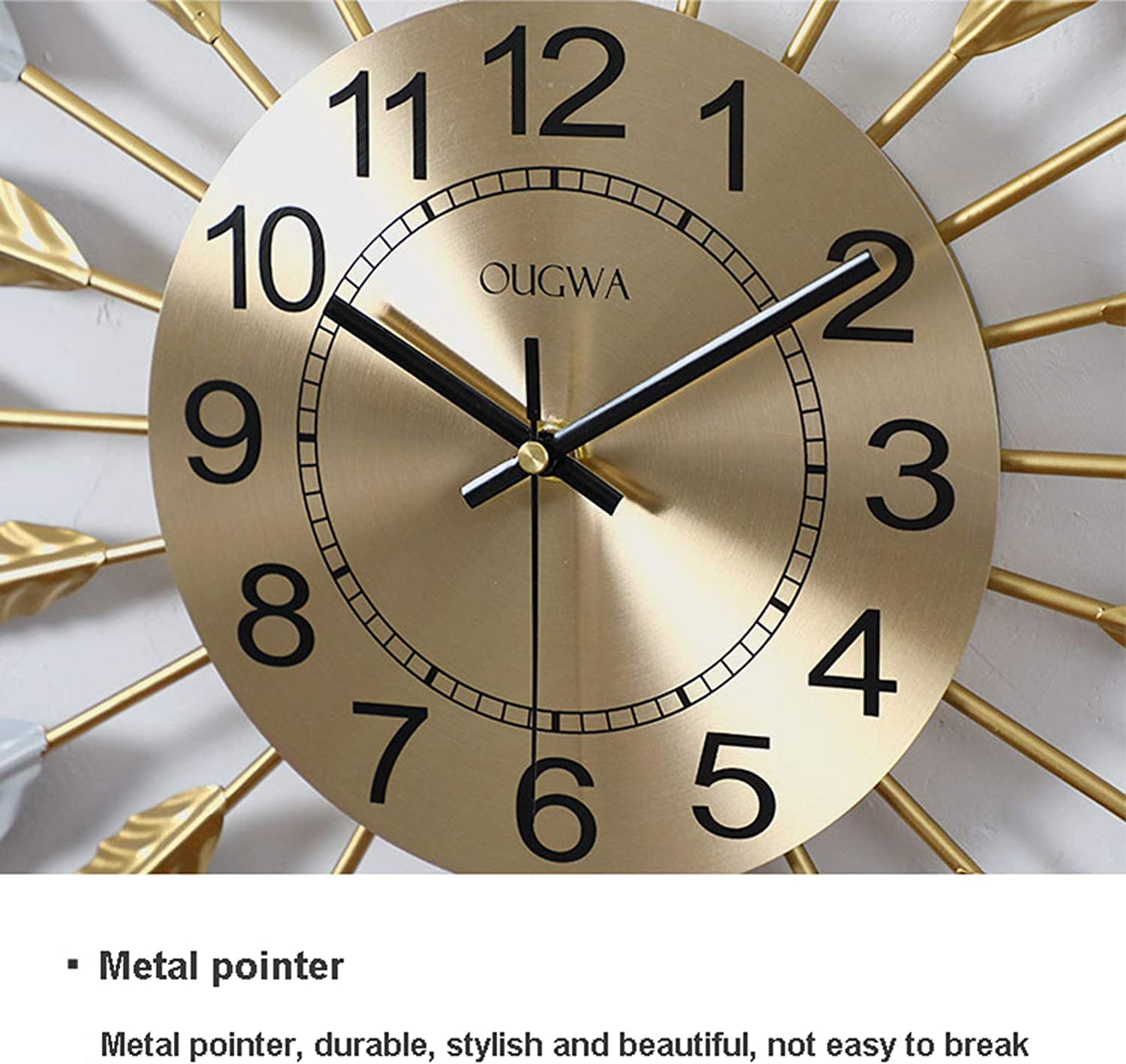 Orologi da Parete Reloj De Pared De Metal De Mediados De Siglo, Reloj De Decoración Creativa, Relojes De Cuarzo sin Tictac para Sala De estar, Dormitorio, Oficina Orologi da Parete Moderno