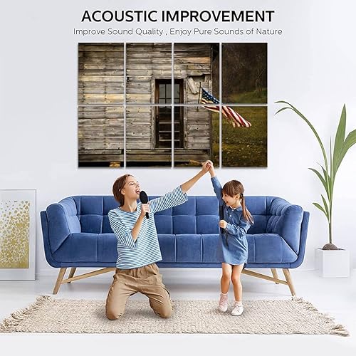 Miniatura 3 de Paneles acústicos artísticos con la bandera estadounidense para colgar en un viejo granero, paquete de 8 paneles decorativos de pared que absorben