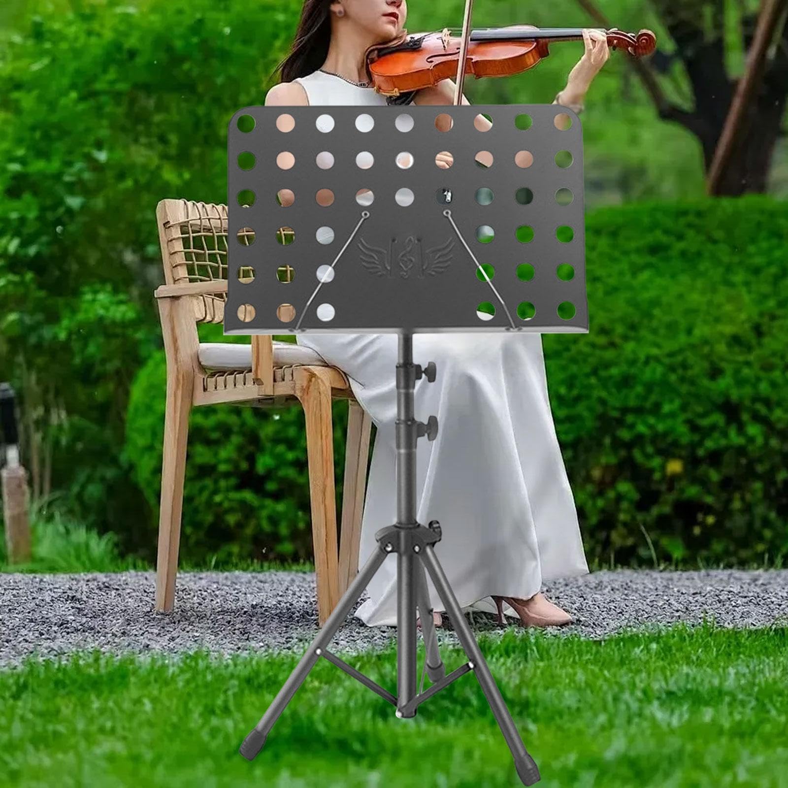 Atril para Partituras Plegable y Portátil - Soporte Ajustable para Notas Musicales, Libros y Lectura en Cama, Sofá o Estudio- Negro