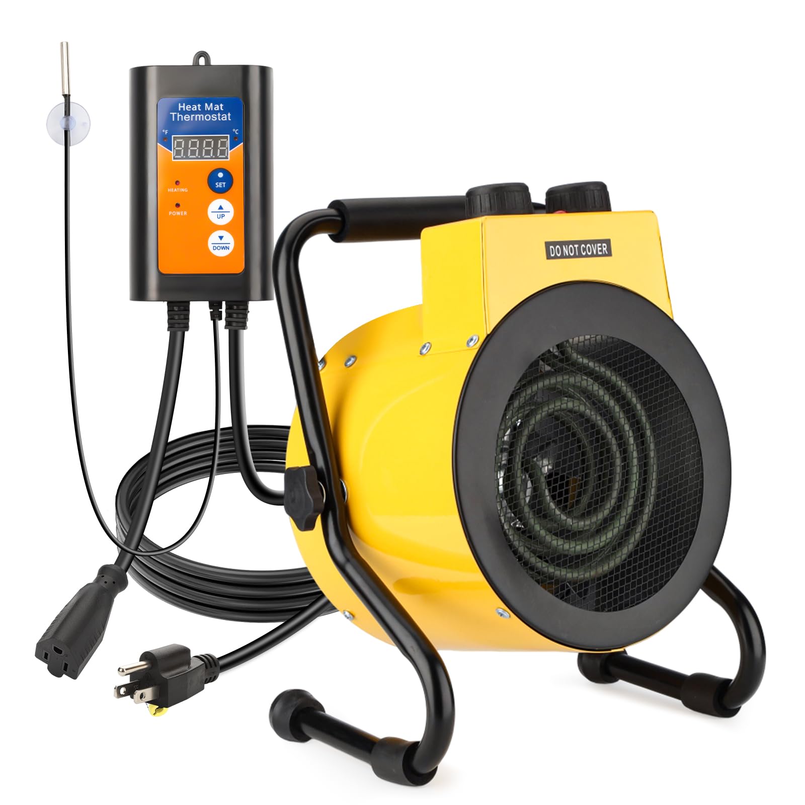 Photo 1 of Noarixa Greenhouse Heater with Digital Thermostat, 1500W Green House Heater for Plants?Electric Grow Tent Heaters, Fast Heating with Overheat Protection, Space Heater for Flower Room, Yellow