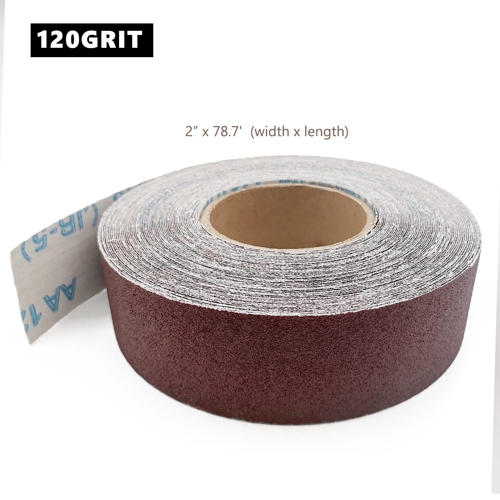 Rollo de papel de lija abrasivo de 2 pulgadas de ancho y 85 pies de largo, listo para cortar, listo para envolver, papel de lija de metal y vidrio, para carpintería (grano 120)