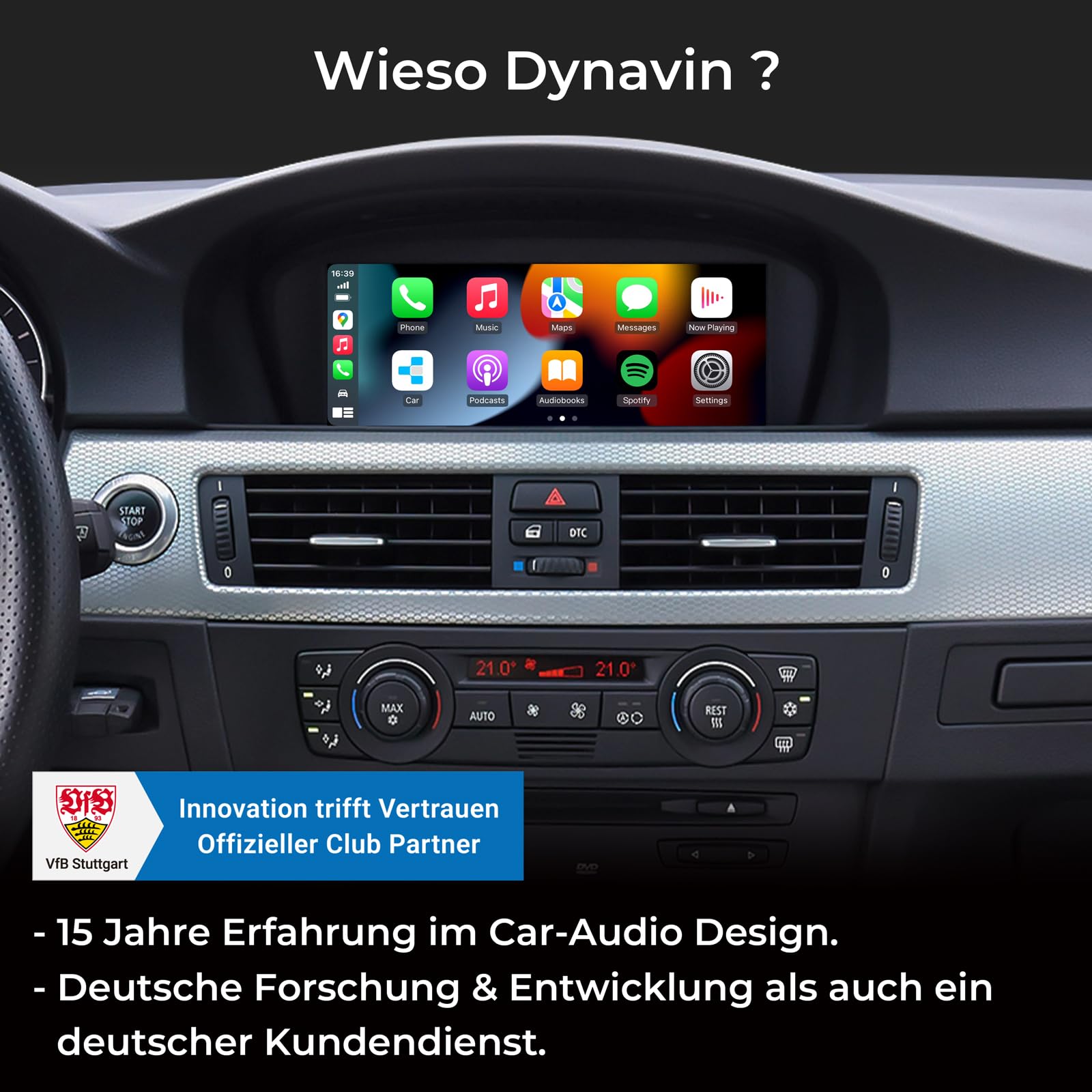 DYNAVIN Wireless CarPlay und Android Auto Adapter für BMW 1er 3er 5er E81 E87 E90 E60 X1 X3 X5 mit 8,8"/10,25" Display, Add-On Head-up Display, Navi, DAB+ Radio: D9-CIC-H Ultra Flex