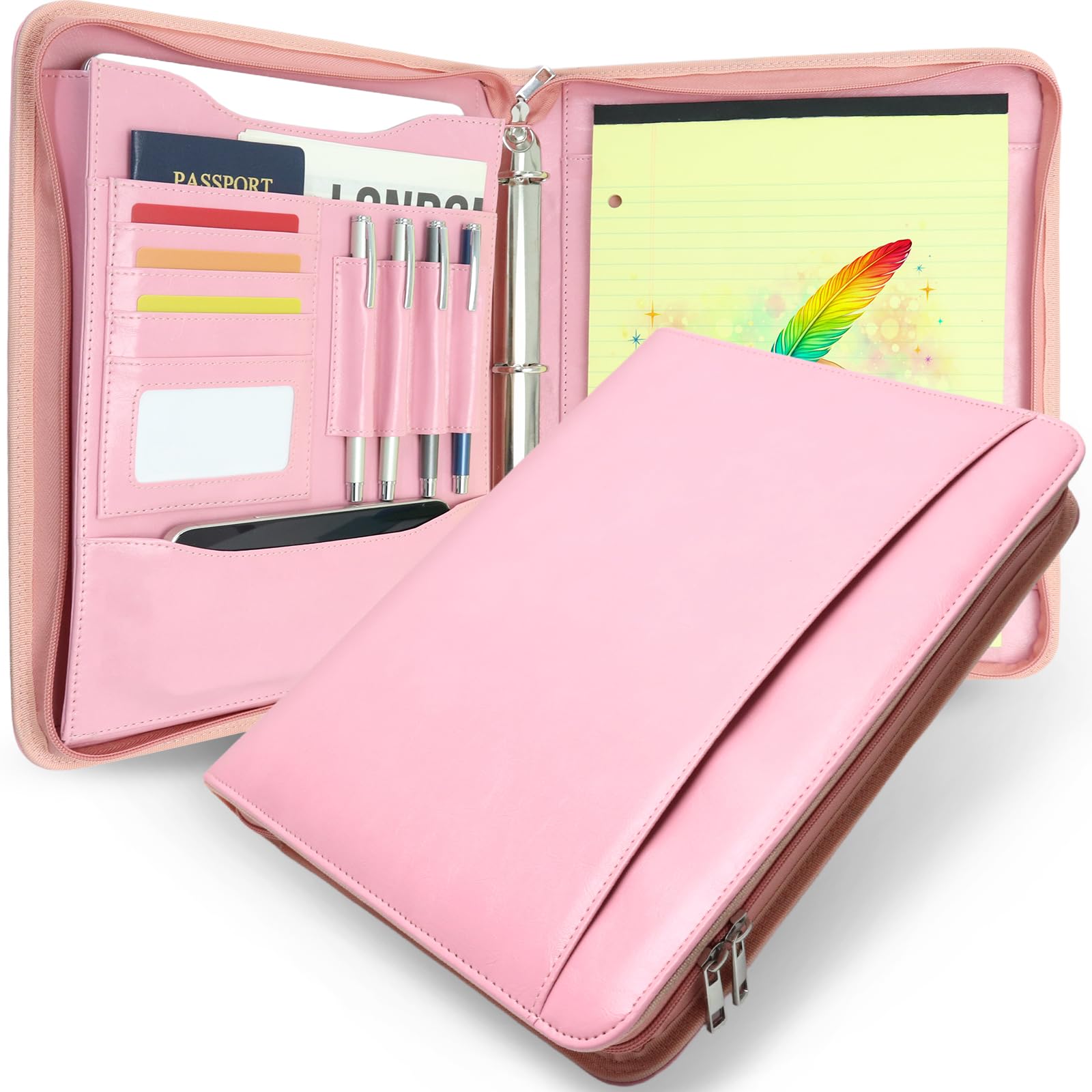FORTAVEM Zippered 3 Ring Portfolio Binder Organizer