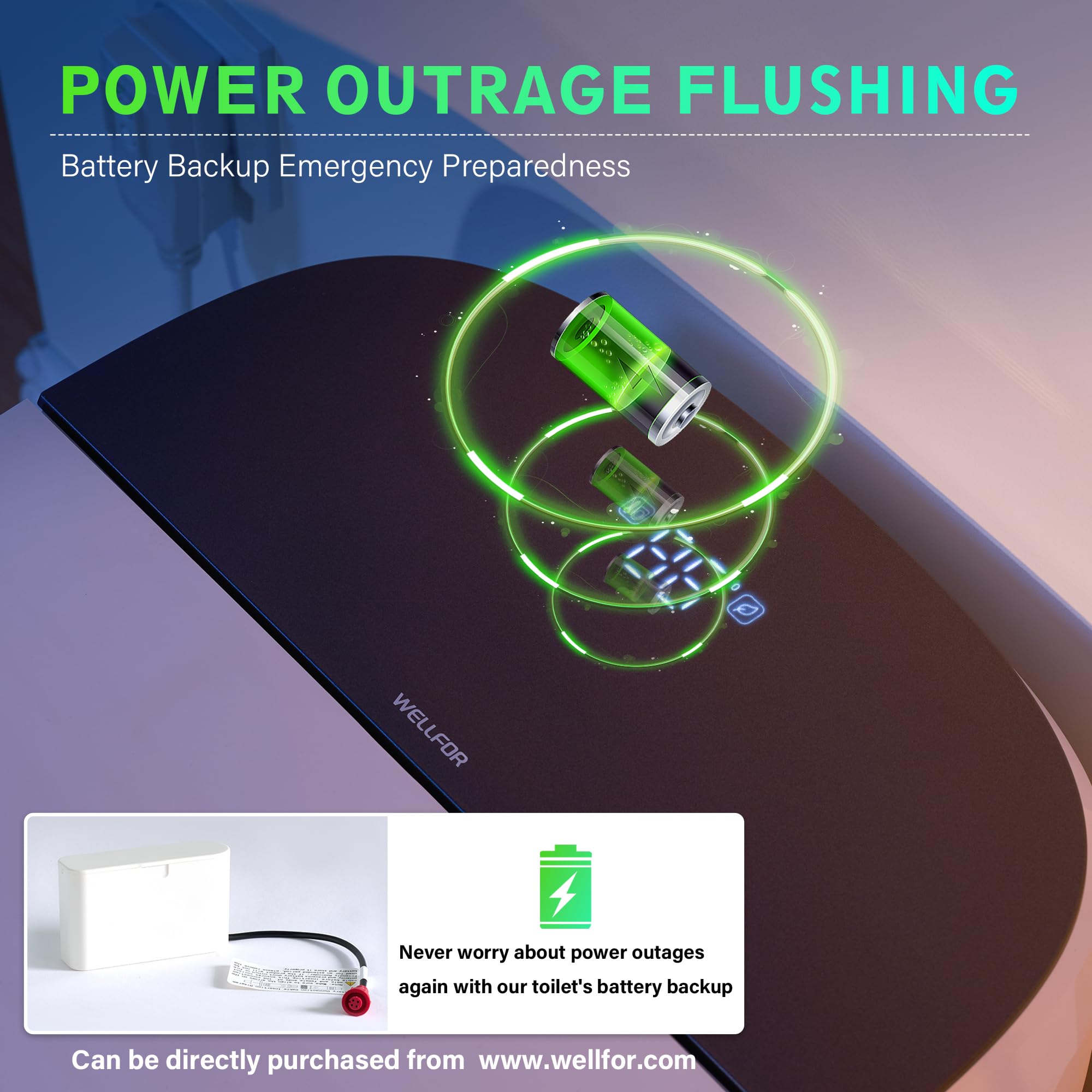 WELLFOR Smart Bidet Toilet with Built-in Tank Heated seat 1 6 GPF Auto Flush Smart Toilet Foot Touch — view 11