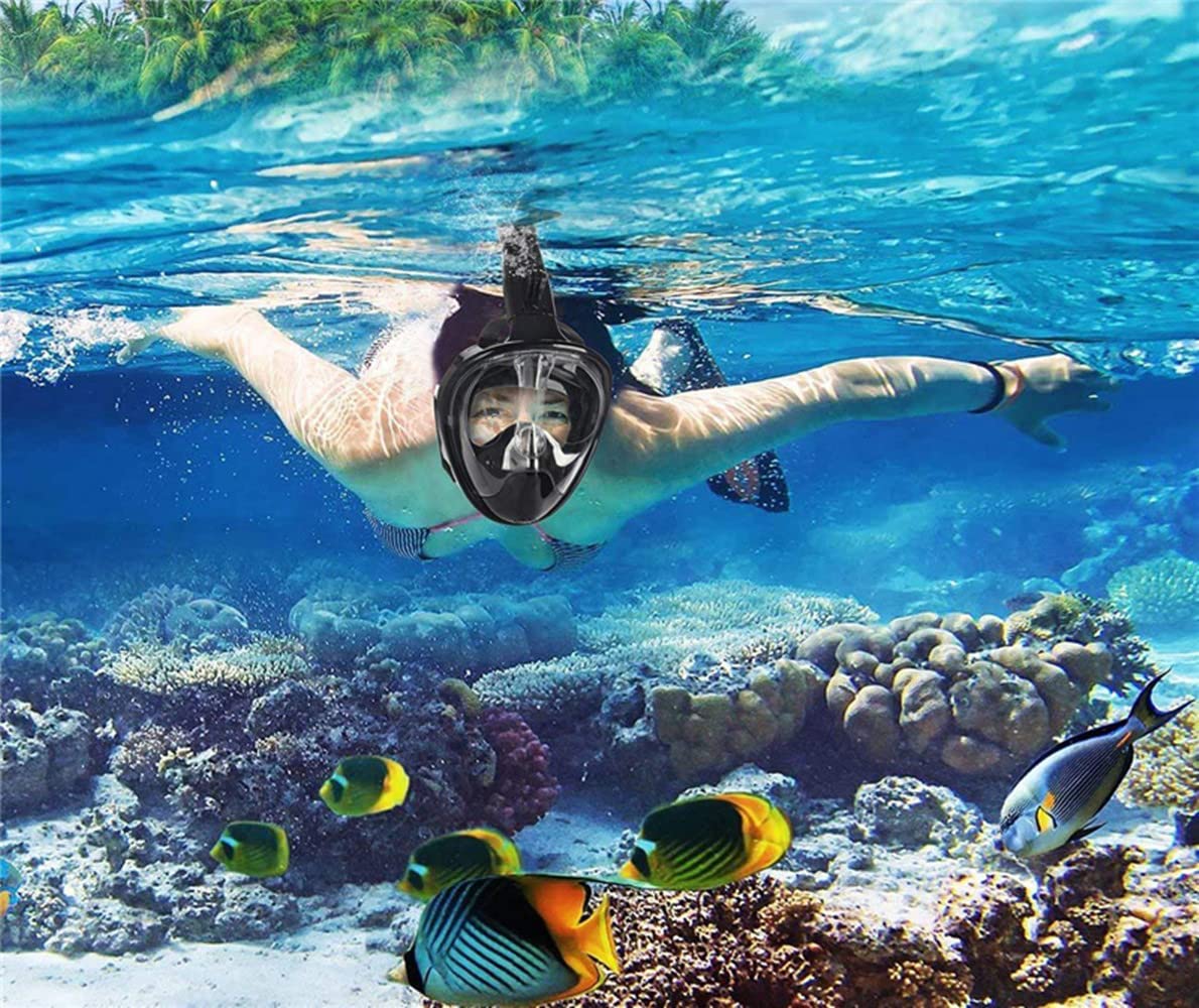 Wsobue Maschera Subacquea, Maschera da Snorkeling per Adulti,Visuale Panoramica 180° Design Pieno Facciale e Compatibile con Videocamere Sportive Maschera per Immersioni