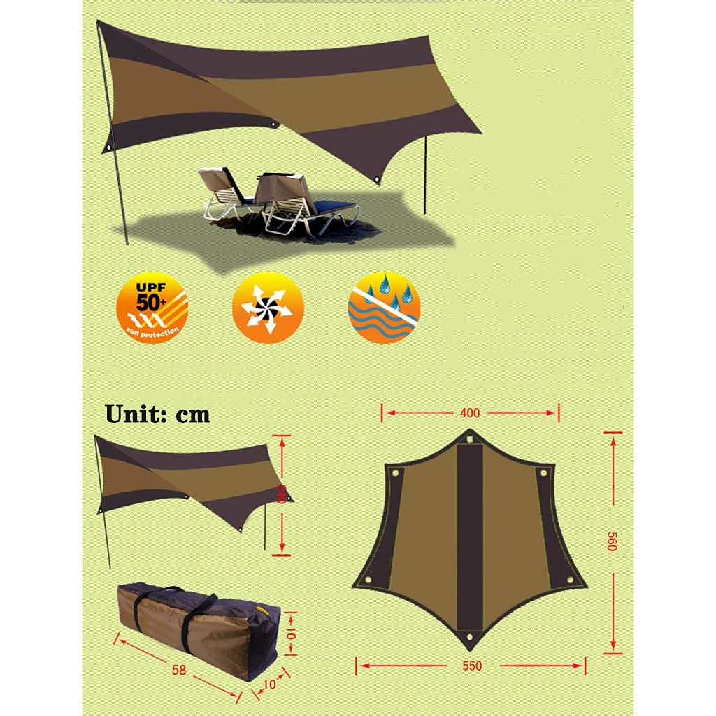Tenda da Campeggio Telo Amaca Rain Fly Tenda Telo Telone Portatile Riparo Parasole Baldacchino, per la Pesca all'aperto Campeggio Escursionismo