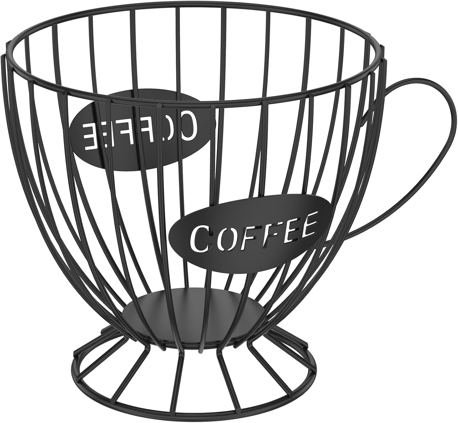Mug-Shaped Coffee Pod Holder, Large Capacity Holder Coffee Capsule Basket Tea Organizer for Countertop Kitchen Bar (Black)