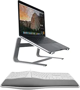 Macally Ergonomic Mac Keyboard and an Aluminum Ergonomic Laptop Stand, Apple Aesthetic with Much More Comfort