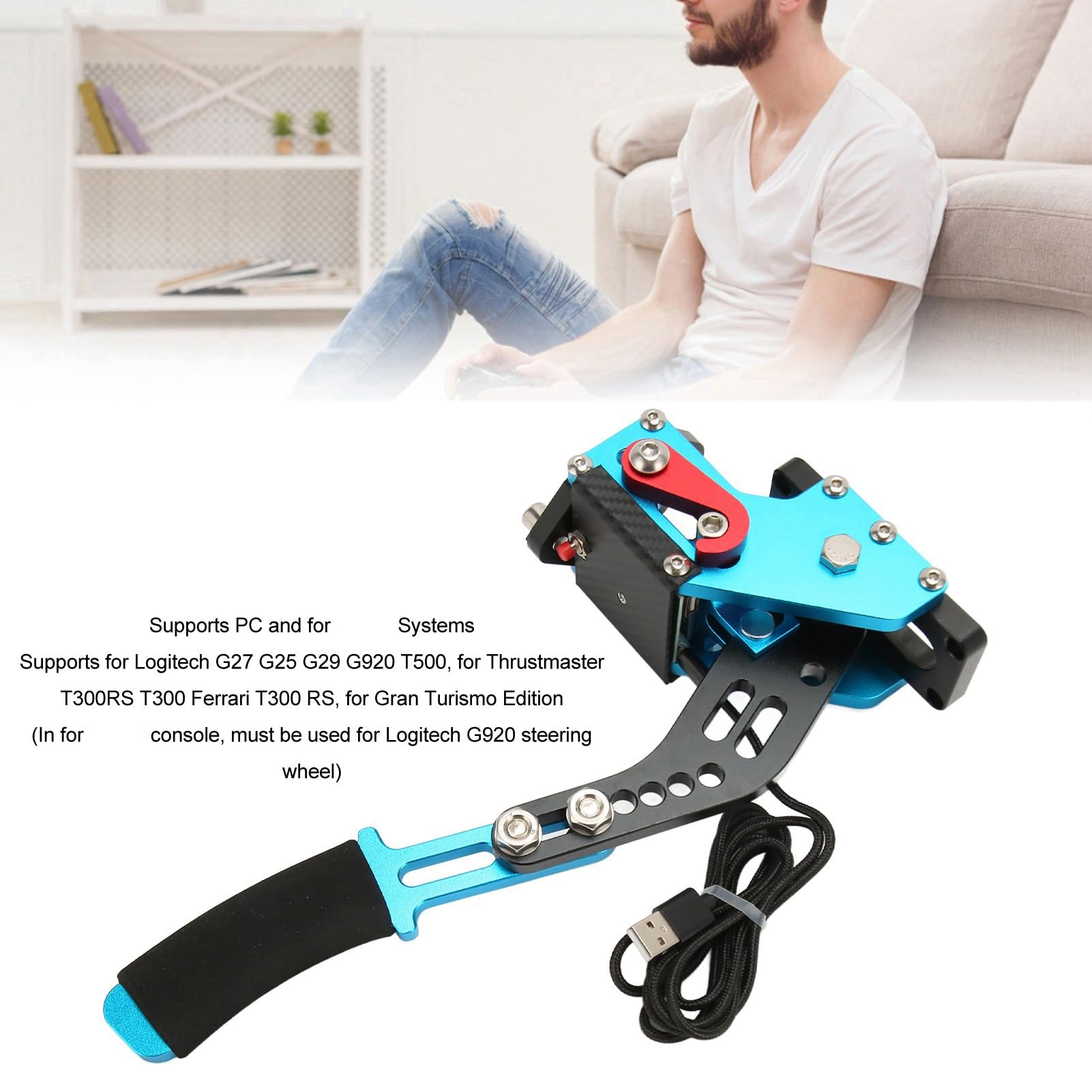 Freno a Mano per Gioco di Corse USB con Tecnologia Effetto Hall per PC Serie S X, Freno a Mano Progressivo Sim Racing per Configurazione Assttto Corsa e IRacing, a USB in Lega di Alluminio