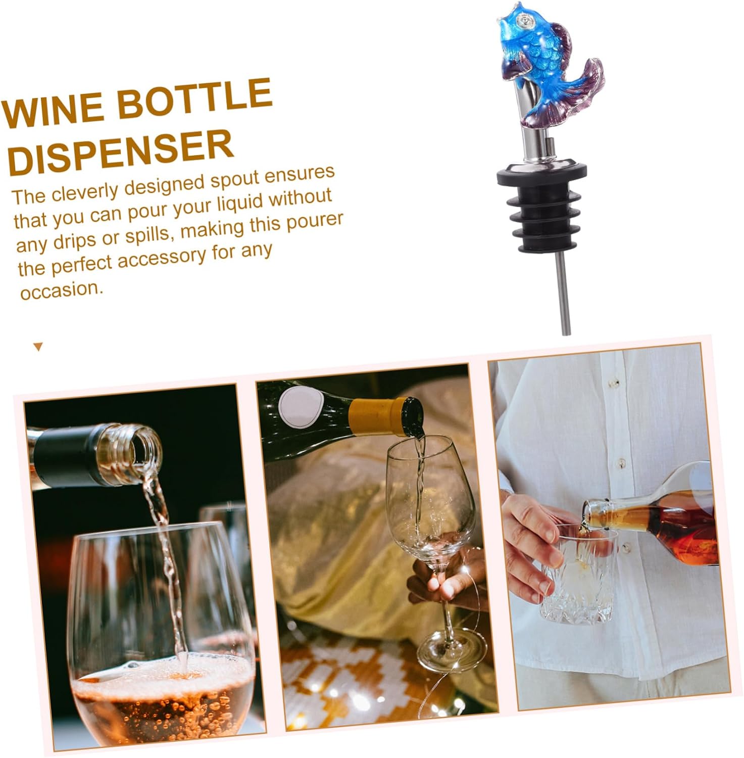Zerodeko Animal Shaped Wine Bottle Pourer Spout Cartoon Fish Design for Easy Pouring for Parties and Weddings Fits Bottle