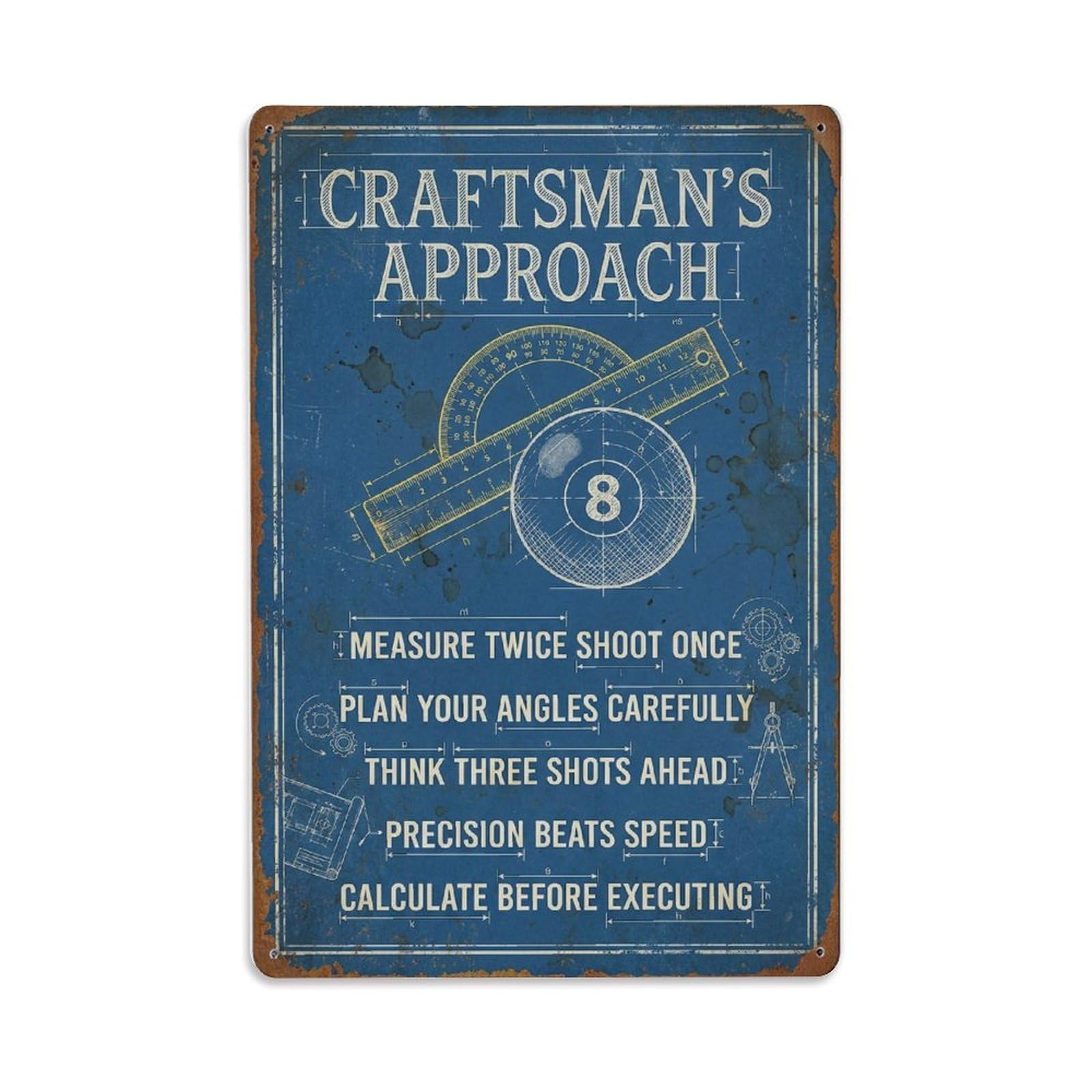 Measure Twice Shoot Once Game Room Metal Tin Sign