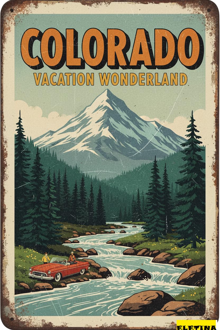 Vintage Metal Tin Sign Colorado Travel Poster Retro Wall Decor Retro S 8x12 Inch