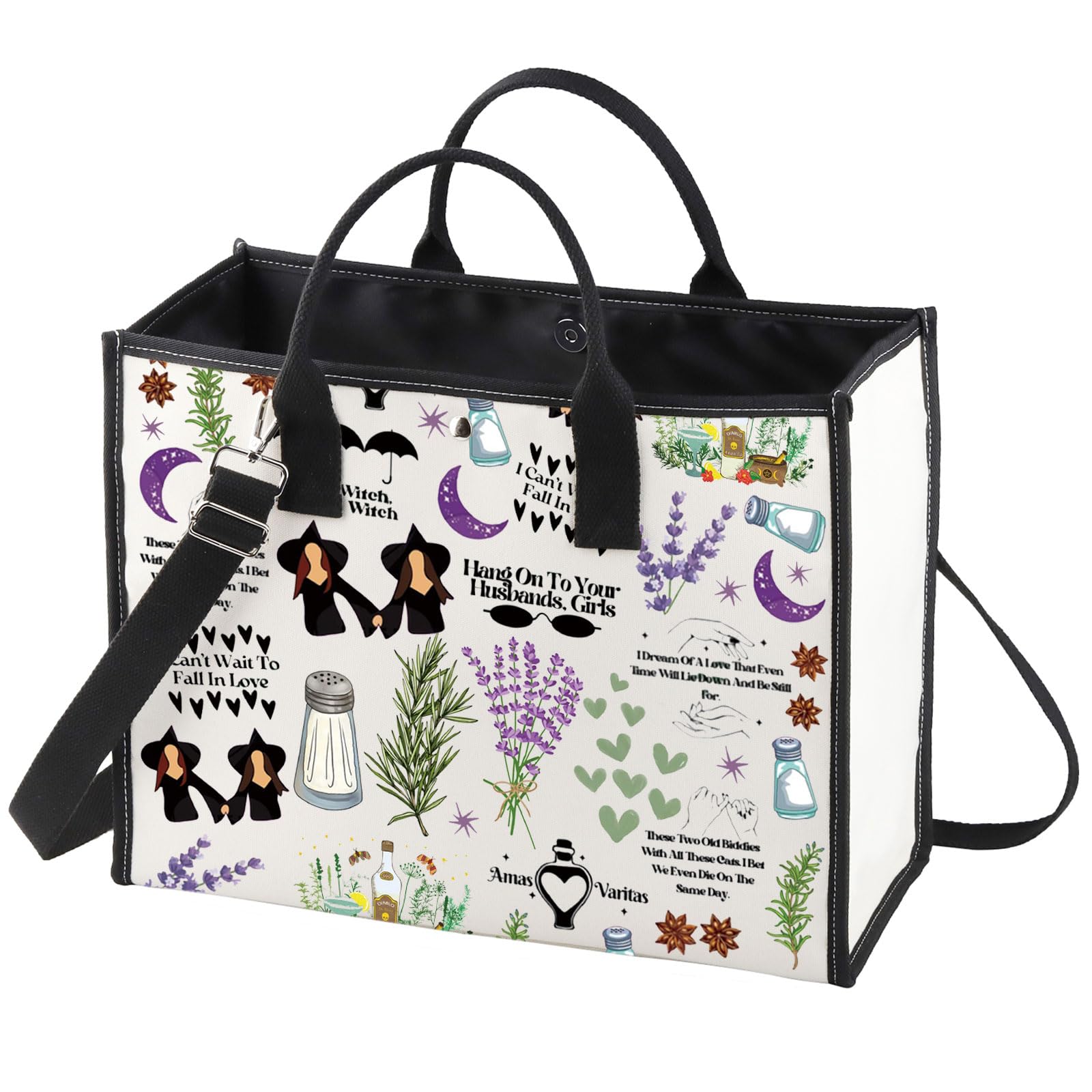 WZMPA Sisters Apothecary Tote Bag Magic Witches Gift Salt Rosemary Lavender Love Shoulder Bag Midnight Margaritas Merch