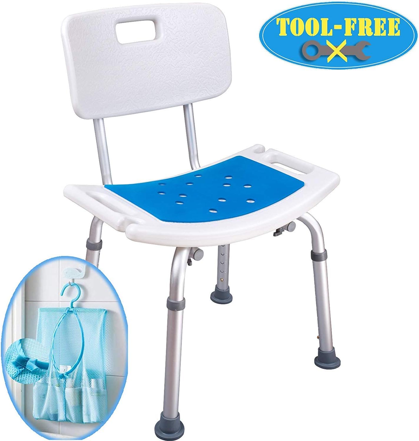 Medokare Shower Chair With Back Padded Shower Seat For Seniors With Handles And Tote Bag Medokare Shower Chair With Back Padded Shower Seat For Seniors With Handles And Tote Bag