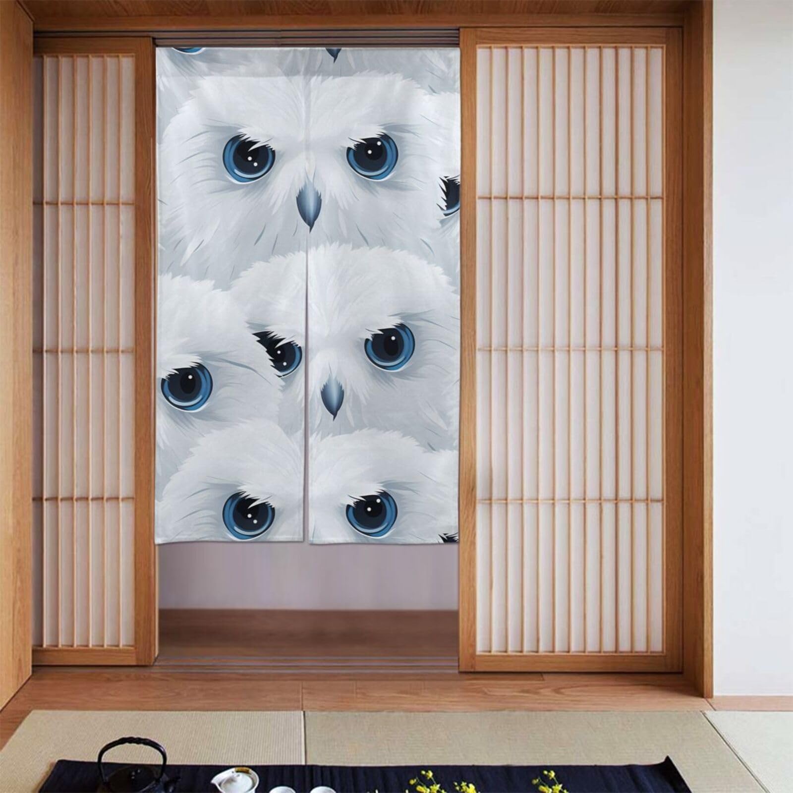 Rideau occultant hibou enneigé 142x86 cm pour la chambre à coucher
