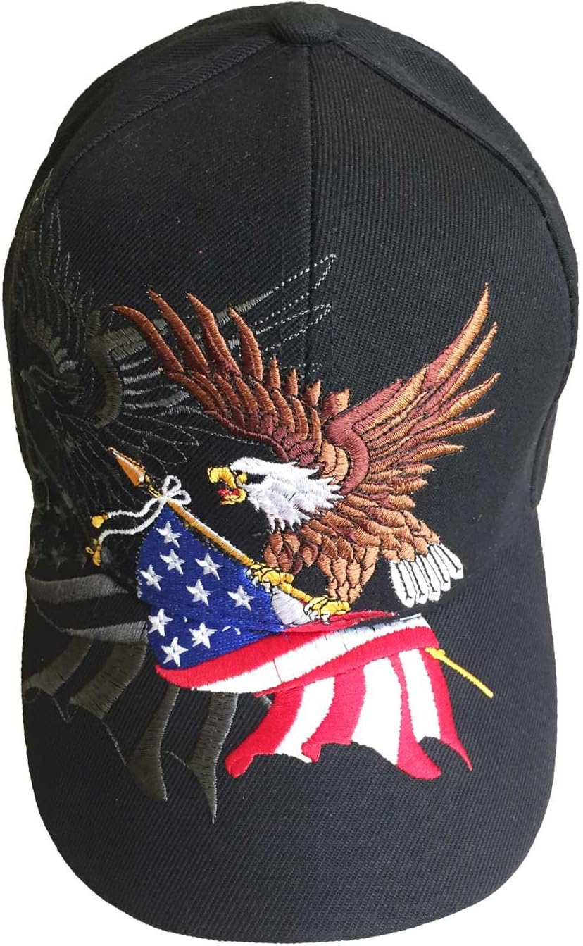 Patriotic USA American Flag Red White Blue Stars Flying Birds Baseball Cap Hat 3D Embroidery