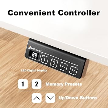 ERGOMAKER Electric Standing Desk 160x60cm Height Adjustable Desk, Sit Stand Desk with Memory Smart Pannel, Home Office Desk with Splice Board(White Frame + White Desktop)
