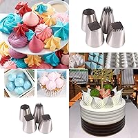 Vista 4 de Hendiy Juego de decoración de pasteles redondos cuadrados grandes, boquillas, puntas de tuberías para pastelería, cupcakes, pasteles, galletas