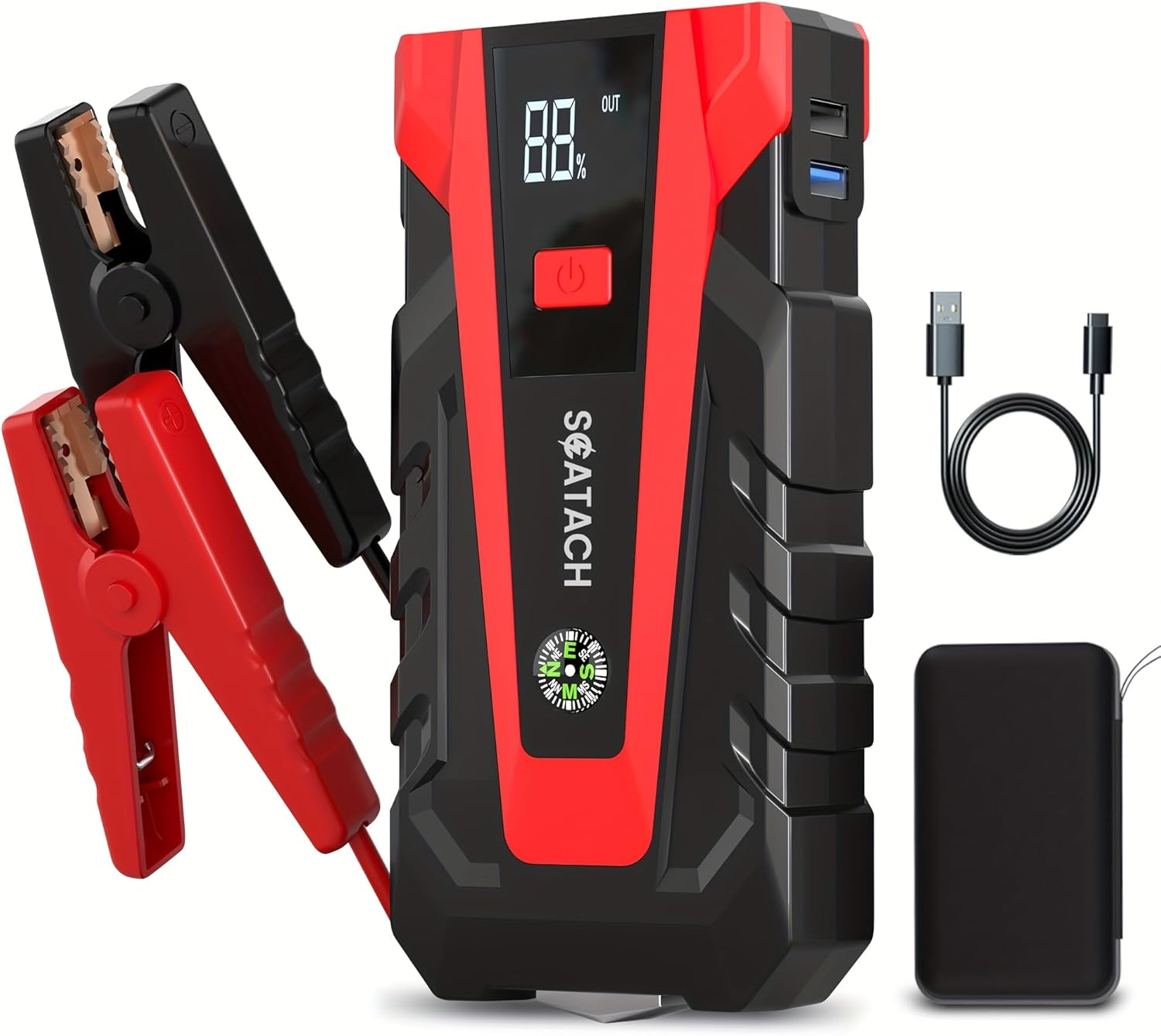 Scatach 10000A Car Jump Starter, 12V Jump Starter Battery Pack (up to 12.0L Gasoline and 10.0L Diesel Engine), Portable Jump Box with 3 Modes Flashlight and Jumper Cable