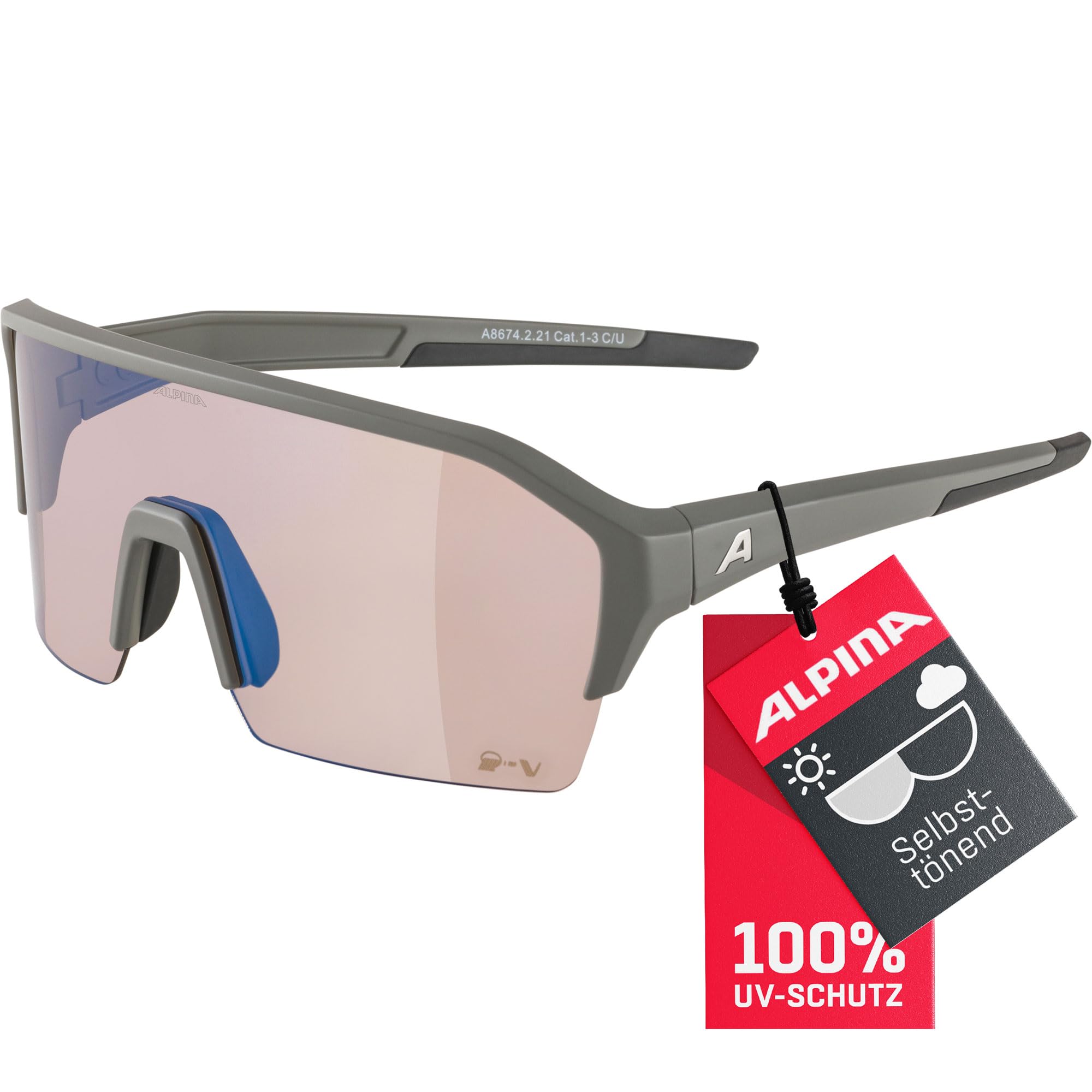 ALPINA RAM HR Q-LITE V Sportbrille, moon-grey matt, One Size
