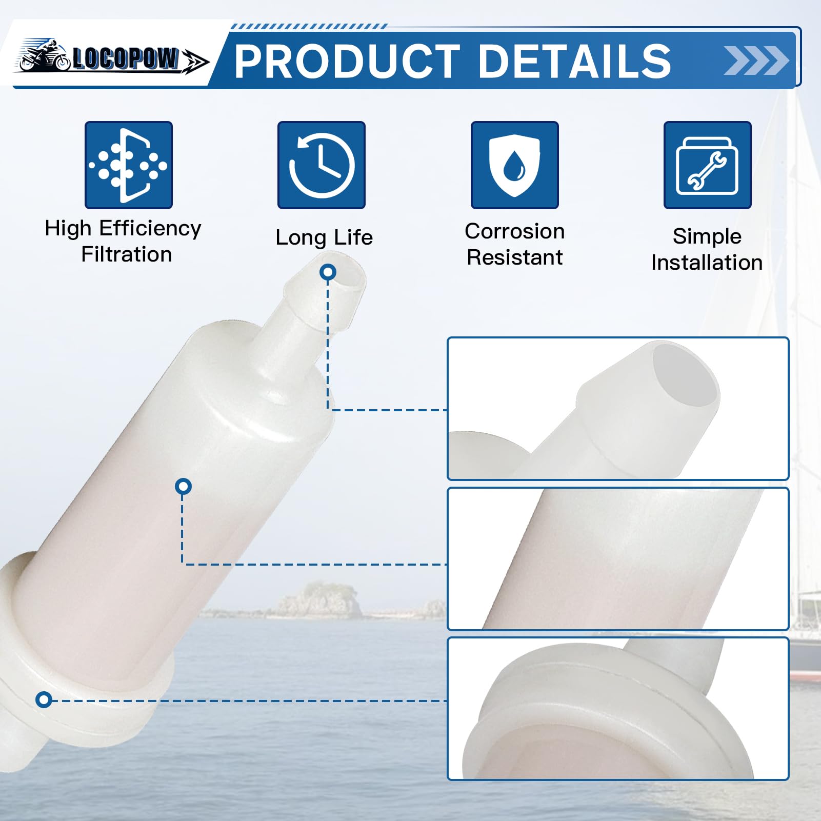 2X Fuel Filter 35-816296Q2 For Mercury Marine/Quicksilver 5/16 In-Line New