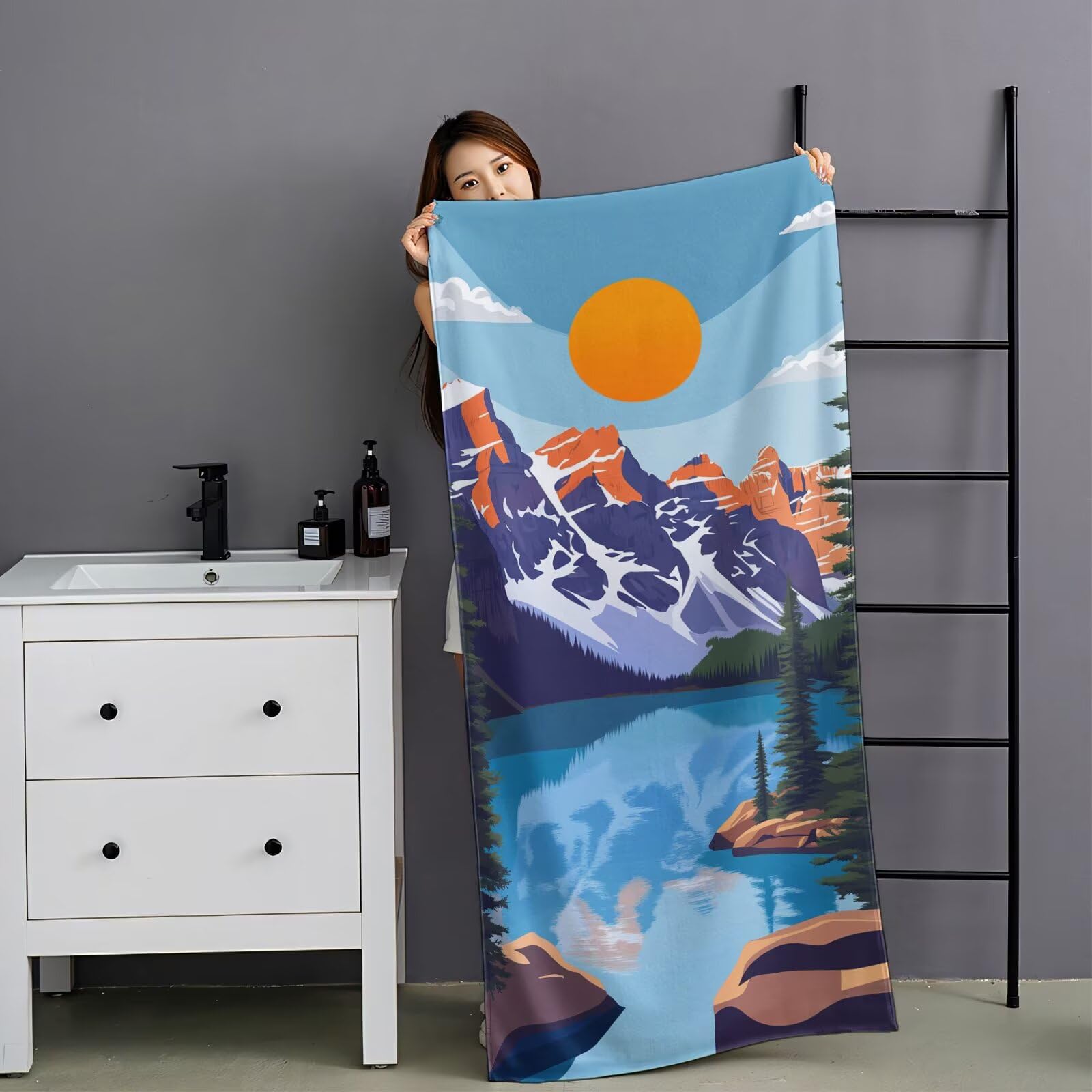 2 szt., bardzo duży 90 x 200 cm, kreskówkowy szybkoschnący ręcznik z mikrofibry, bez piasku i plażowy, lekki podróżny, kompaktowy ręcznik kempingowy z torbą do przechowywania, chłonny, dla kobiet