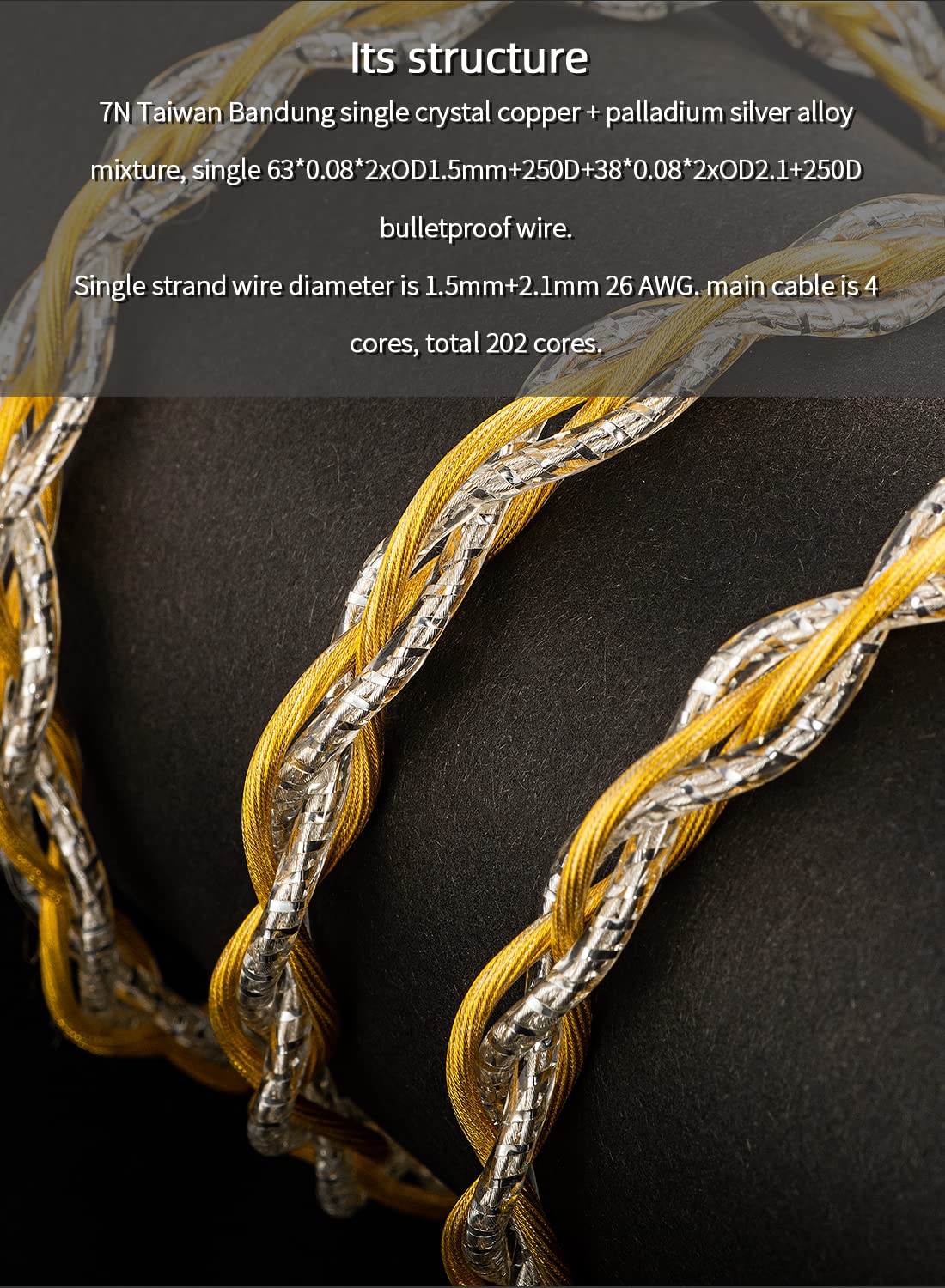 Cavo di ricambio bilanciato in rame monocristallino OCC 7N staccabile 0,78 IEM per cuffie auricolari JH13v2, UE5 Pro, UE18+, W80, 64 Audio A18t, U12t, UM Pro 20 e ES60 - rame (2PIN 4.4)
