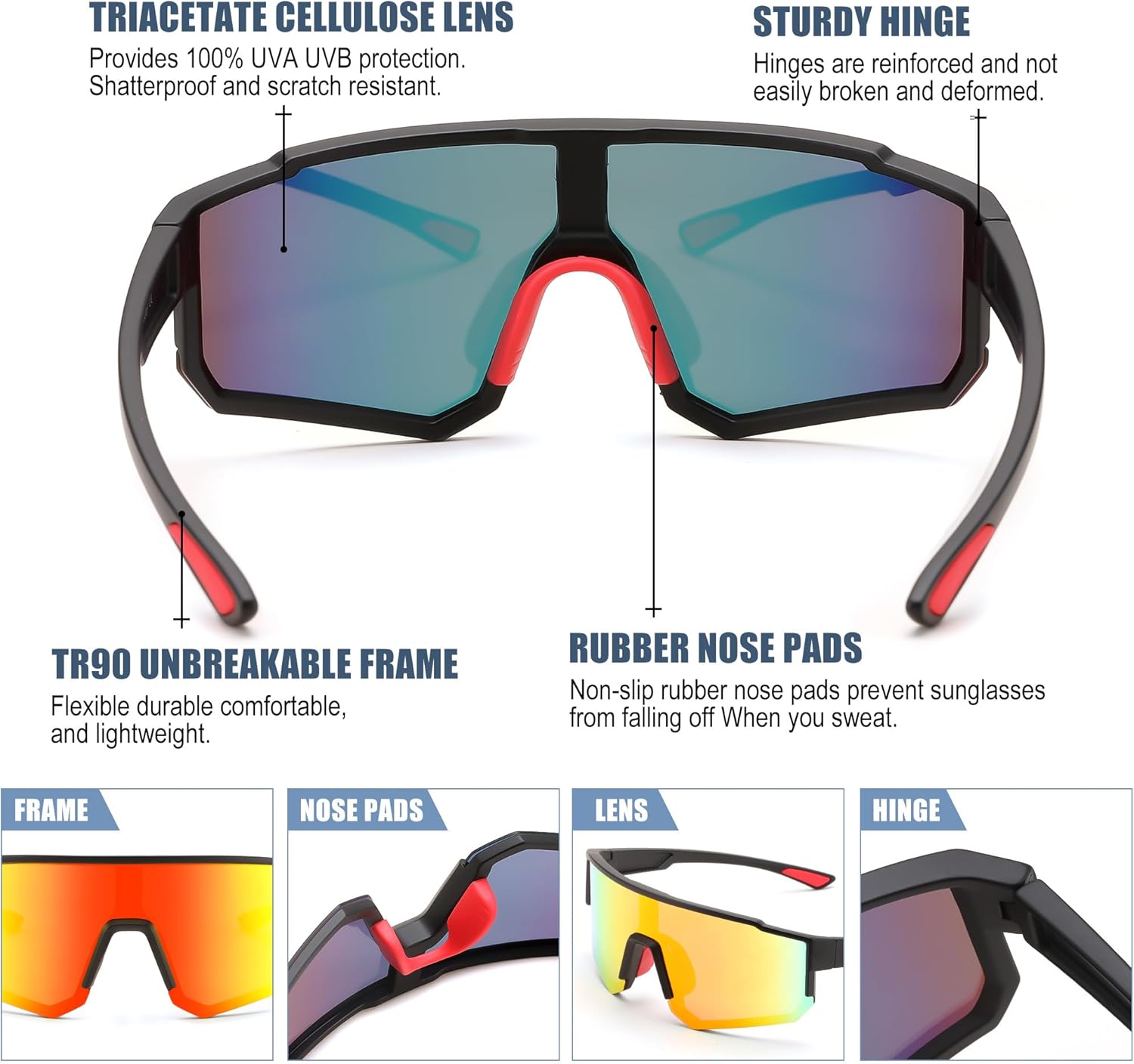 FEISEDY Kids Sunglasses Youth Baseball Polarized Sunglasses Sports Lightweight TR90 Frame Boys Girls Cycling B0213