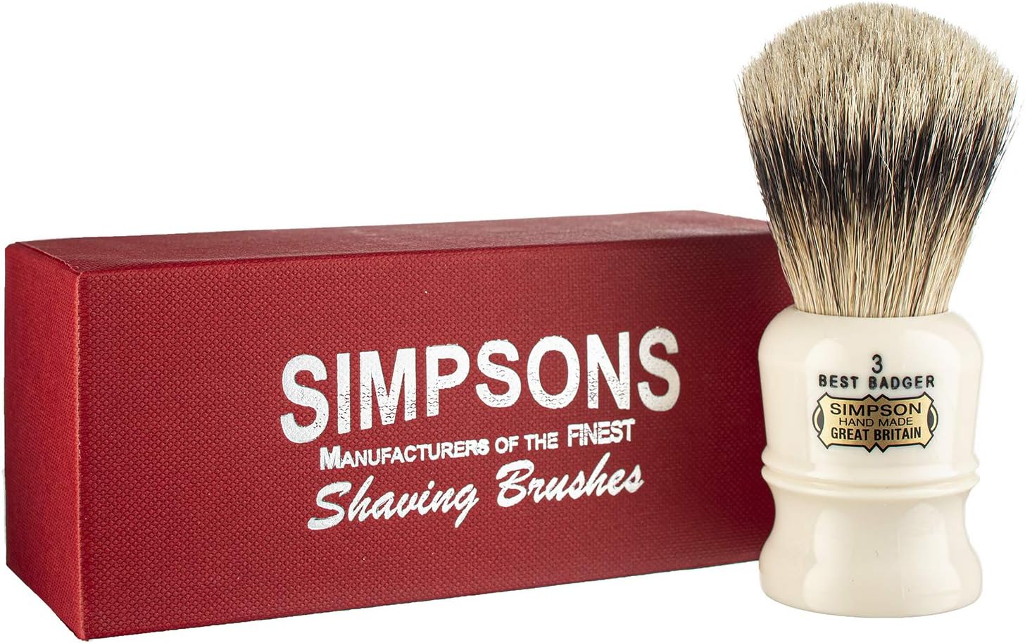 Simpsons Duke 3 D3 Best Badger Shaving Brush High Density Knot Hand Turned Ivory Handle Premium Wet Shave Brush Creates Thick Luxurious Lather with Dense Extra Soft Bristles for Superior Performance