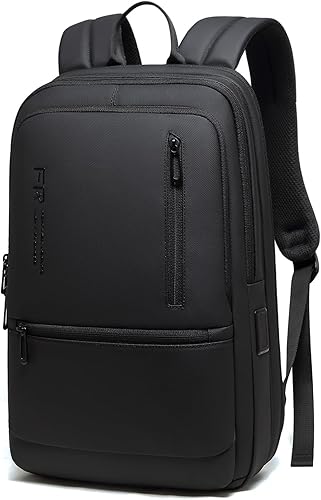 Mochila de trabajo para hombre, mochila expandible con puerto de carga USB C, resistente al agua, mochila para laptop de 15.6 pulgadas, color negro