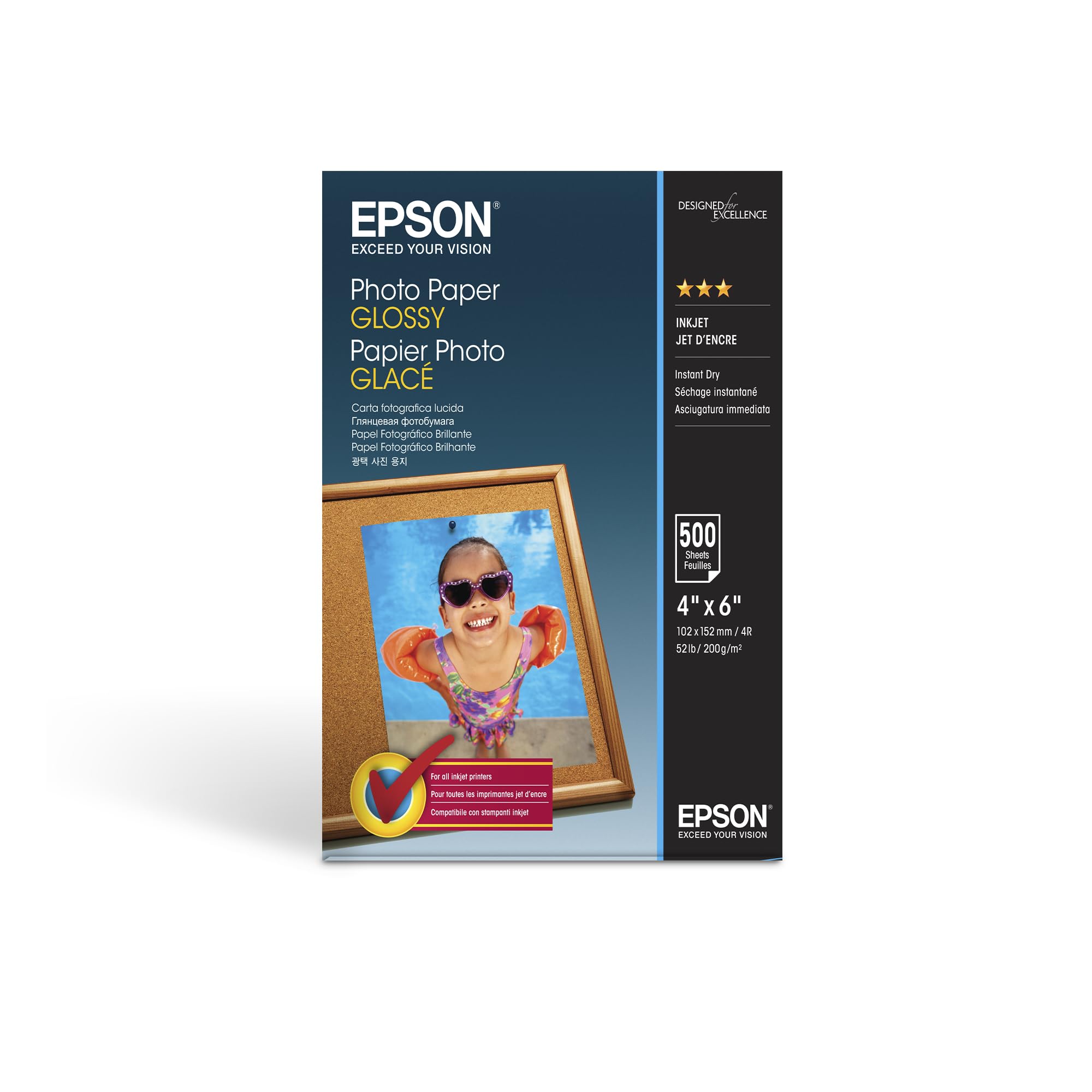 Epson Glossy Photo Paper (100 x 150 mm), 200 g/m2, 500 Blatt
