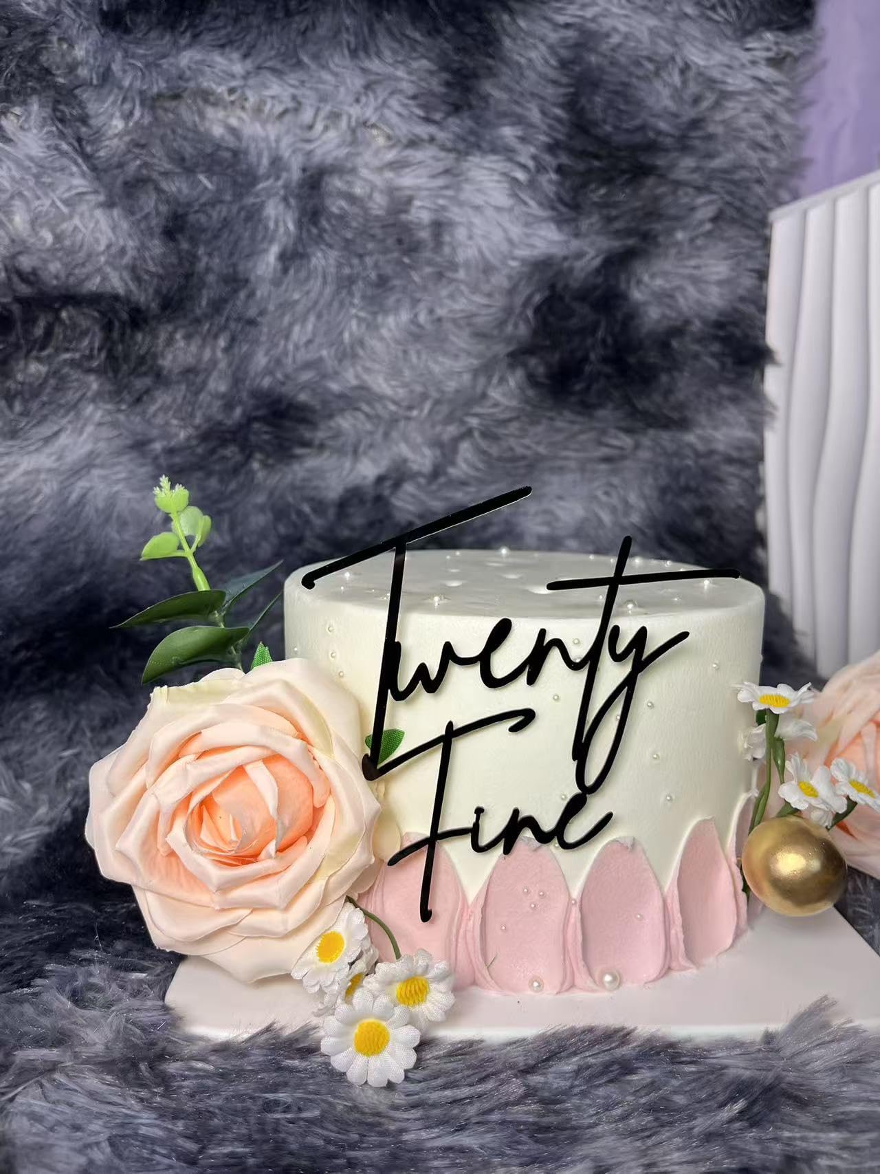 Black Acrylic 'Twenty' Cake Topper - 20th Birthday Party Decor, Elegant Script For Cakes, Cheers To 20 Years - View #3