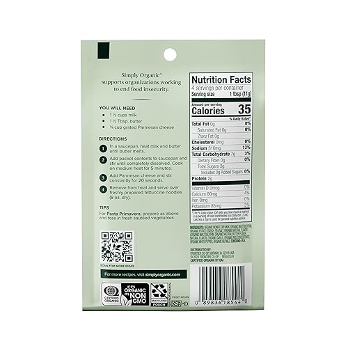 Miniatura 2 de Simply Organic Alfredo - Mezcla de salsa, orgánica certificada, sin gluten, 1.48 onzas, paquete de 12