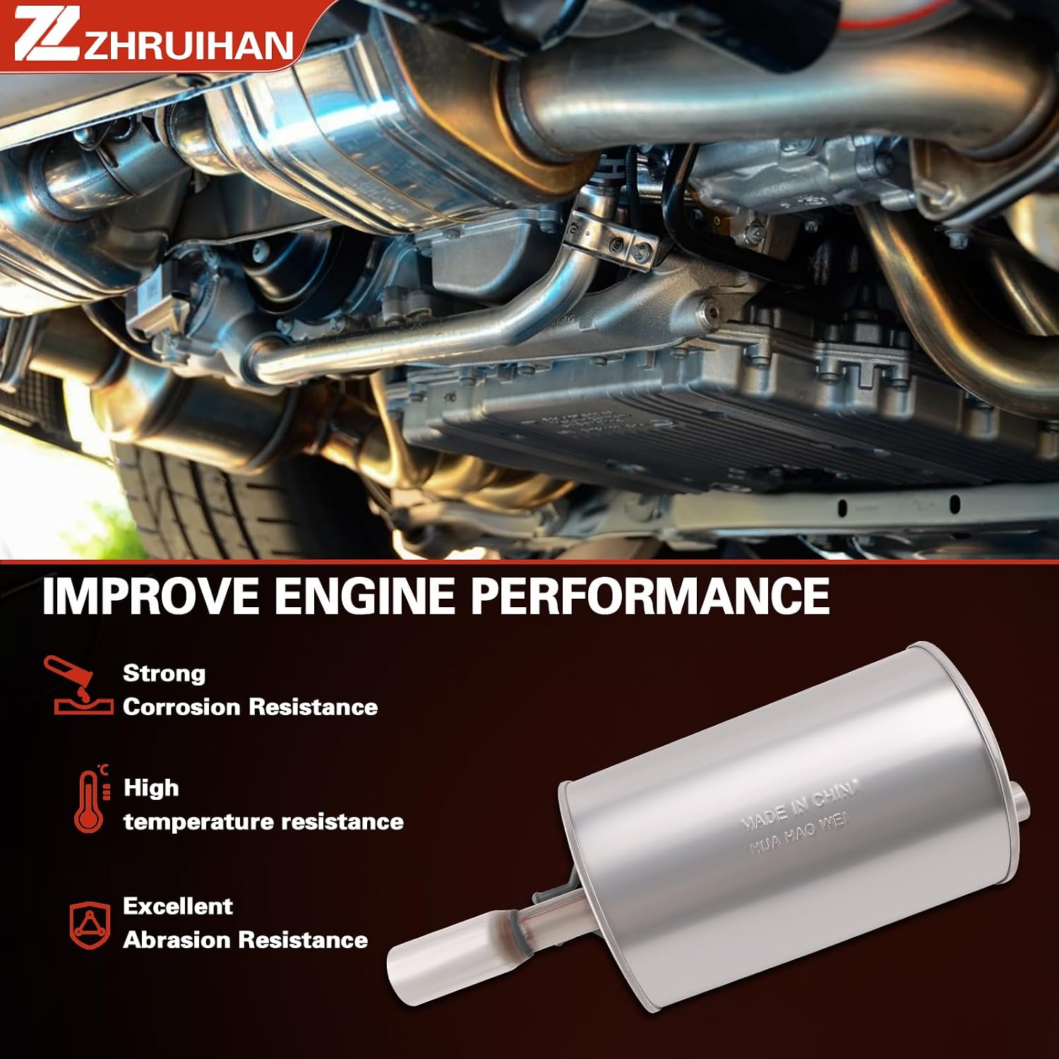 409 Stainless Steel Rear Exhaust Muffler Compatible for 2006-2011 Civic 1.8L and 2006-2011 Civic Hybrid Sedan 1.3L-Including Gasket and Bolt kit，Repklace OE :604120 EPA