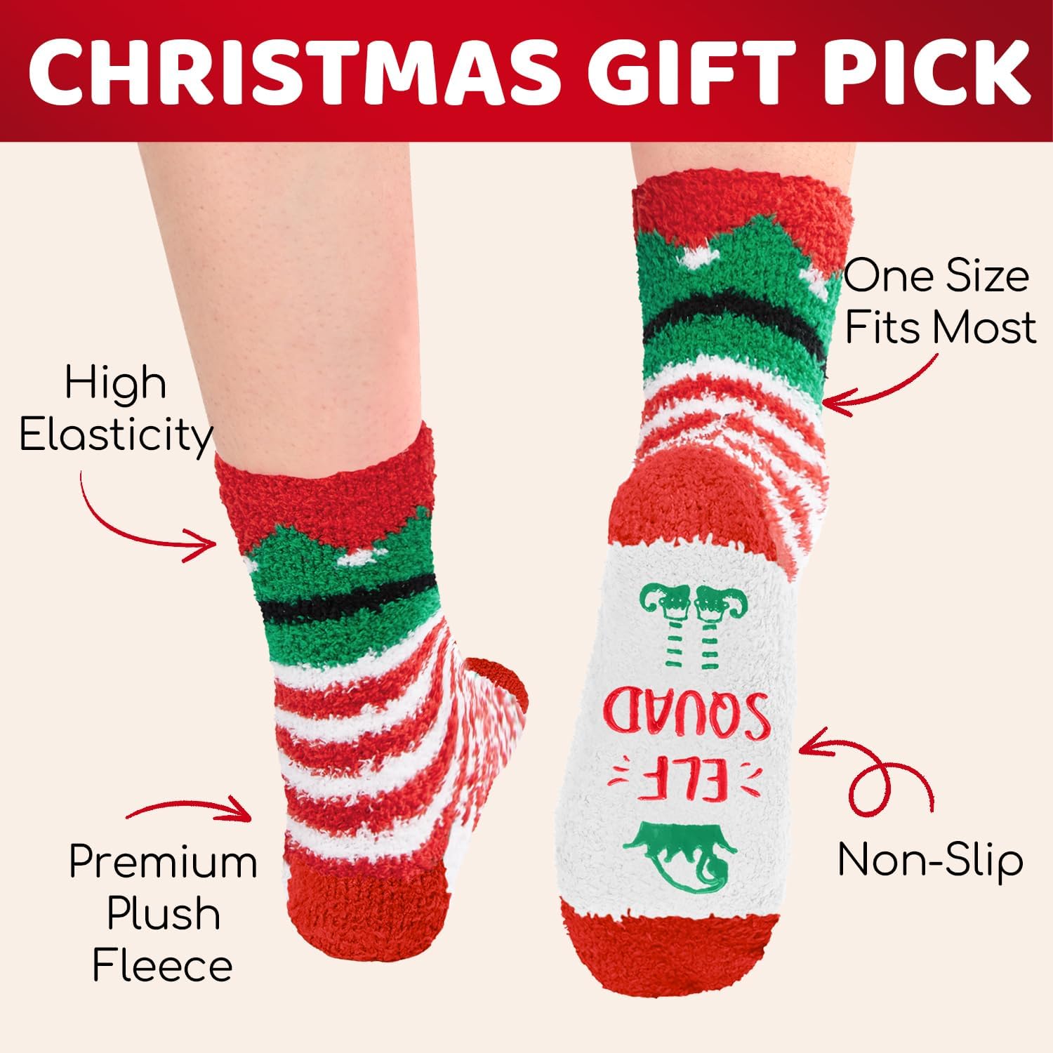 HAPPYPOP Kids Christmas Socks Gift - Little Elf Socks Xmas Stocking Stuffers for Boys Girls - Image 5