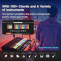 Vista 7 de Teclado de piano inteligente Popupiano, teclado de piano digital de 59 teclas para principiantes, luces LED arcoíris y aplicaciones gratuitas, 256