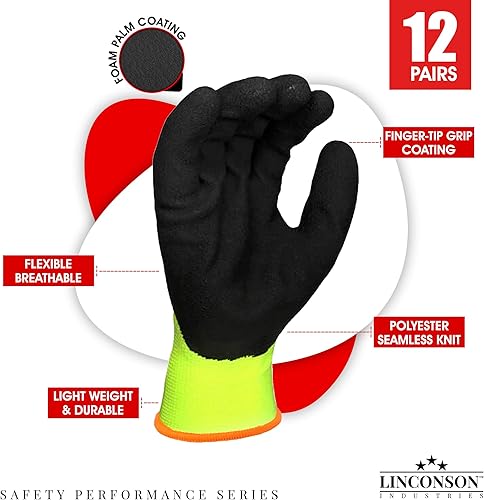 Miniatura 7 de linconson Paquete de 12 guantes de trabajo para mecánicos de construcción de la serie Safety Performance