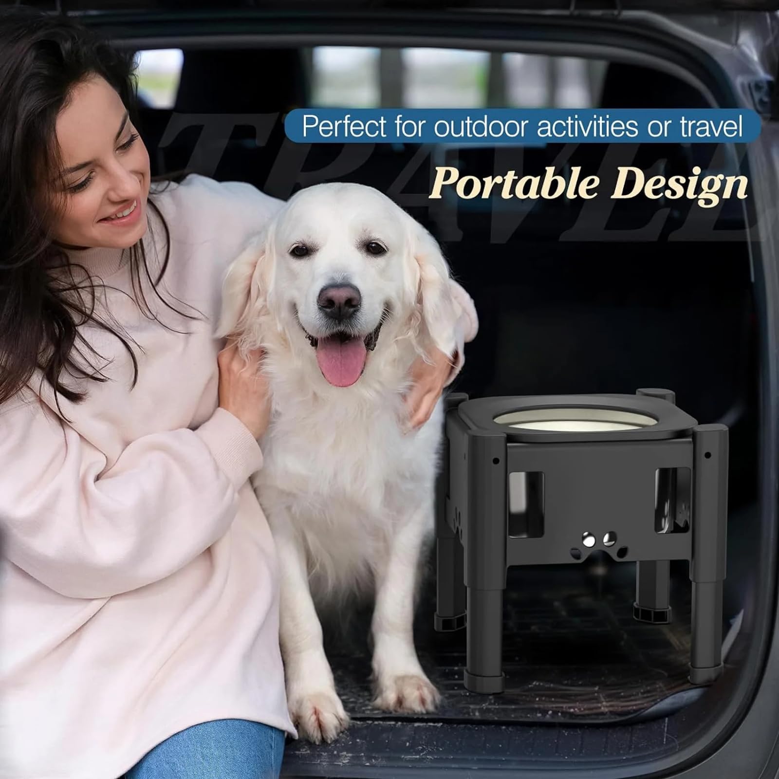 Gamelles surélevées pour chien, gamelle d'eau surélevée pour chien sans déversement, gamelle d'eau surélevée de grande capacité de 80OZ pour chiens, gamelle d'eau surélevée réglable à 3 hauteurs