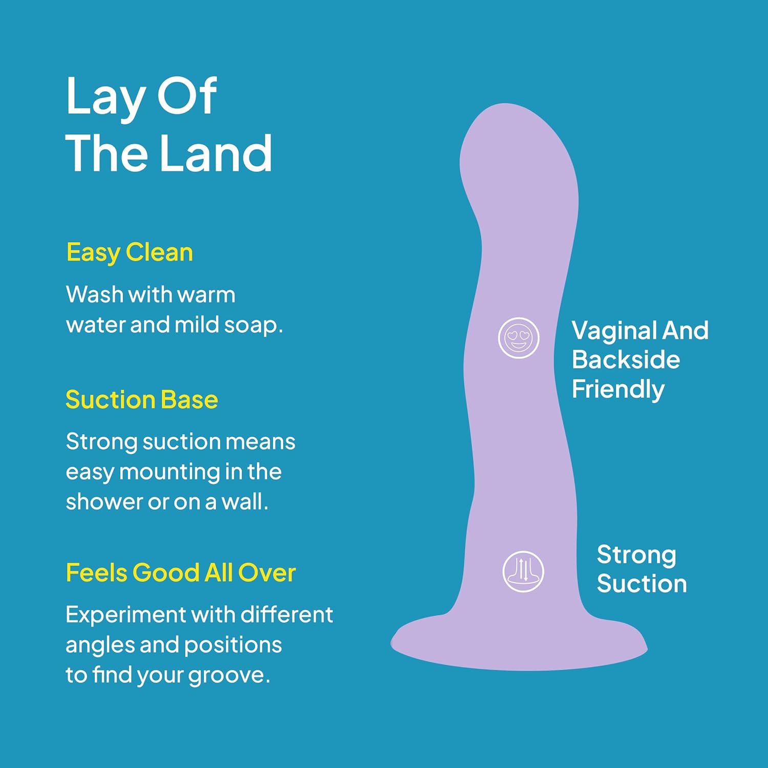 Hello Cake Pretty Big Dil - 6.6 inch Dildo - Curvy and Wavy Design Targets G-Spot and P-Spot - Firm, Yet Flexible - Body-Safe Silicone - Waterproof Suction Base for Men and Women - Harness Compatible