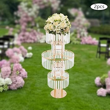 5 Tiers 2 Pcs Gold Crystal Flower Stands, 43.3In Tall Wedding Centerpieces, Wedding Table for Wedding Reception Birthday