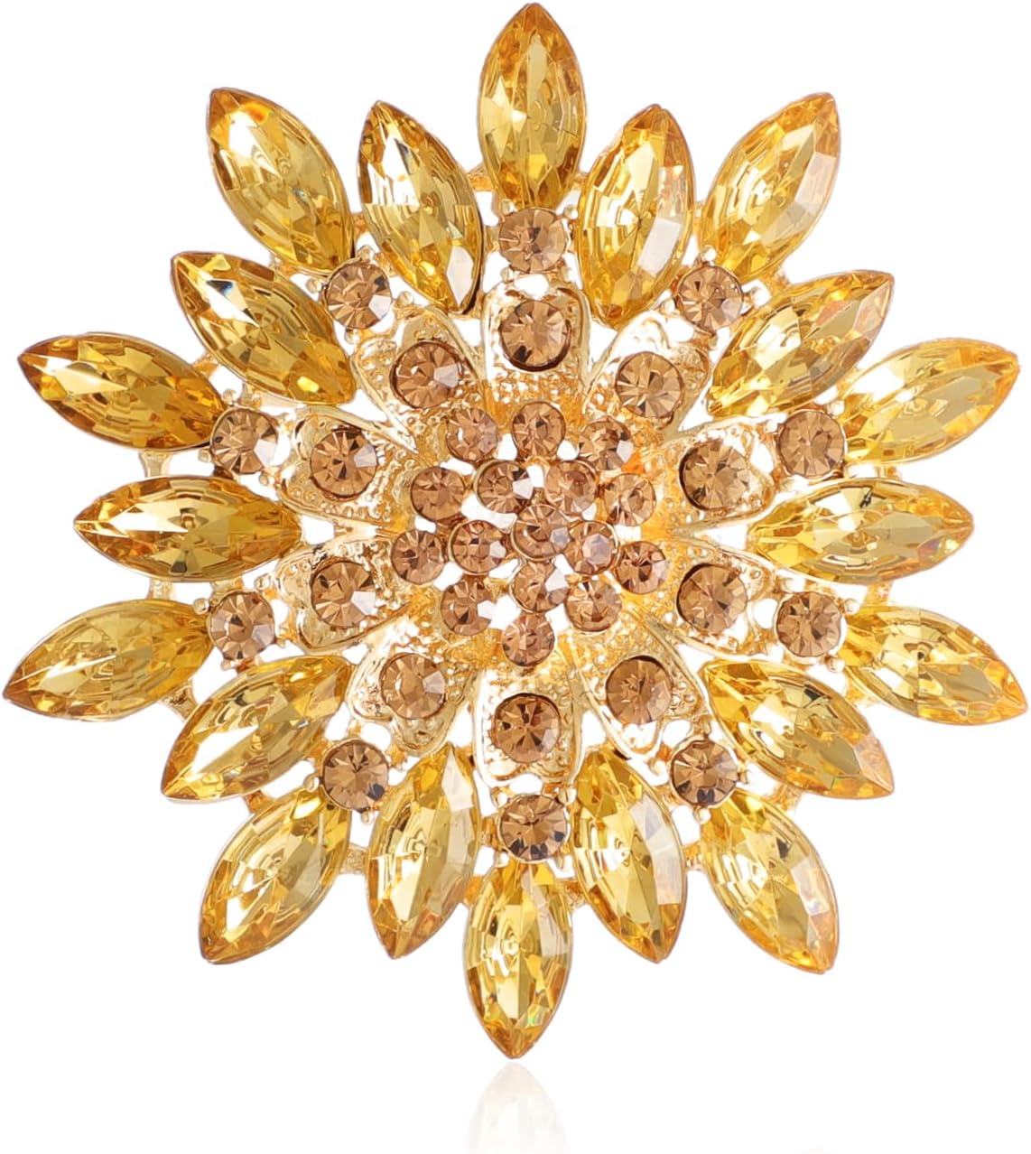 Rhinestone Sunflower Brooch Pin Red Pink Flower Brooch Stylish Crystal Brooch Elegant Clothing Hat Bag Accessories Jewerly for Women